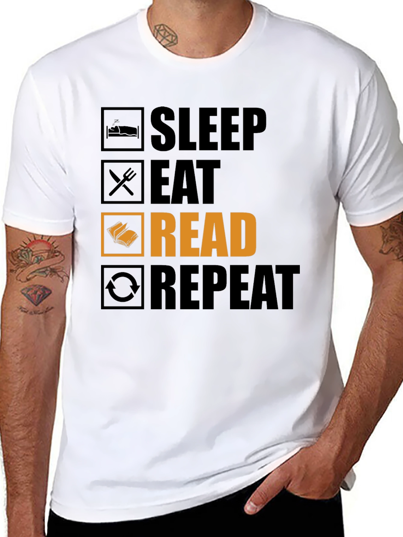 Sleep Eat Read Repeat Graphic Tee