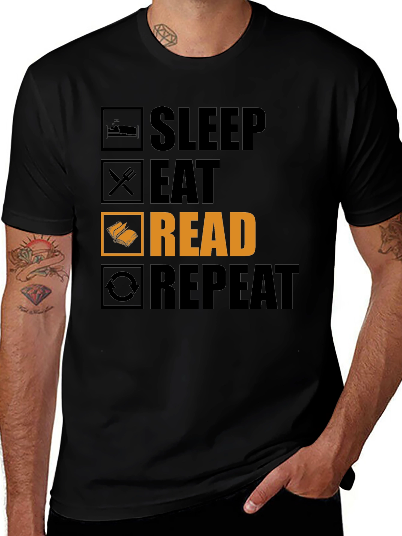 Sleep Eat Read Repeat Graphic Tee