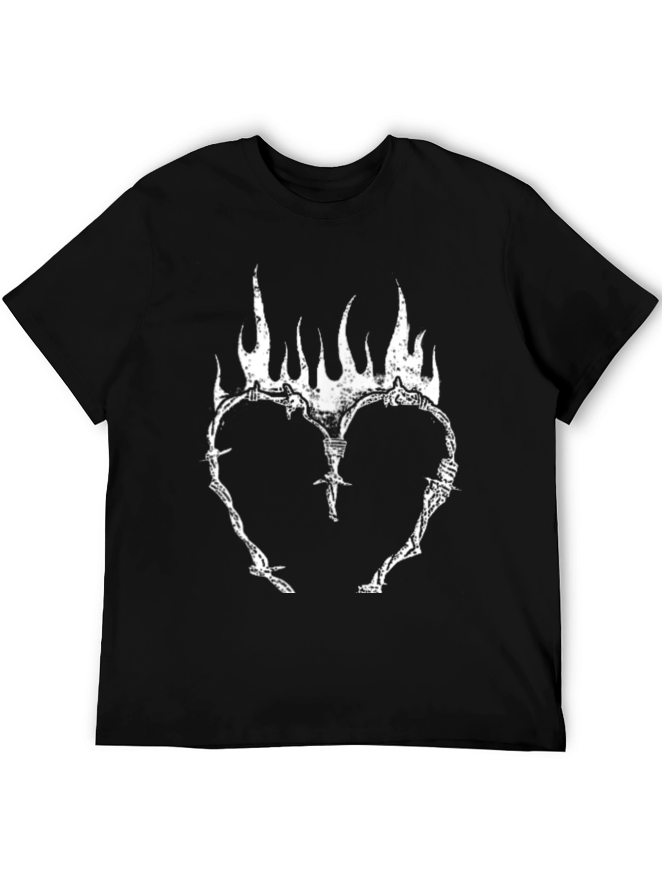 Flaming Heart Barbed Wire Graphic T-Shirt