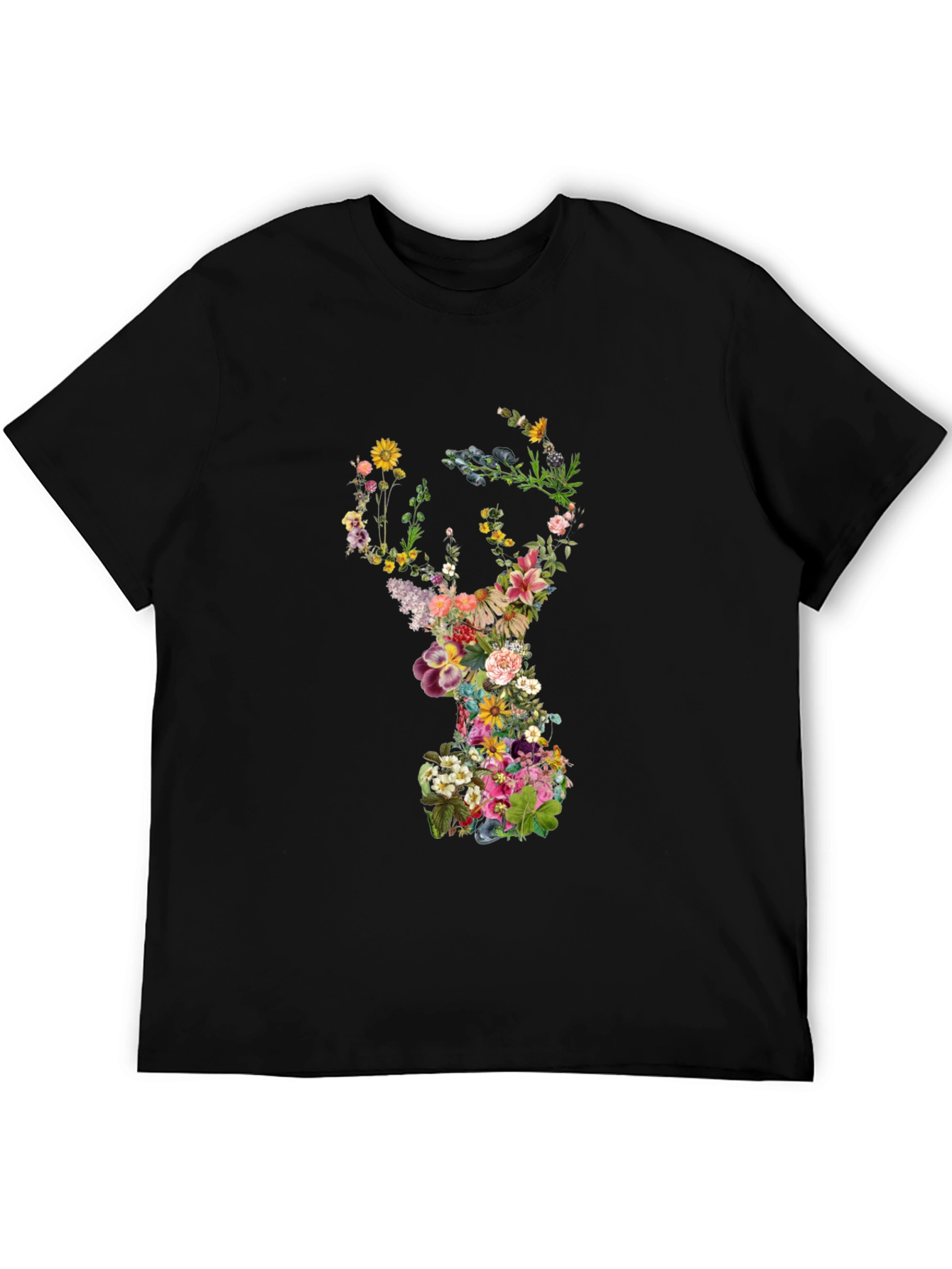 Floral Skull Graphic Black T-Shirt