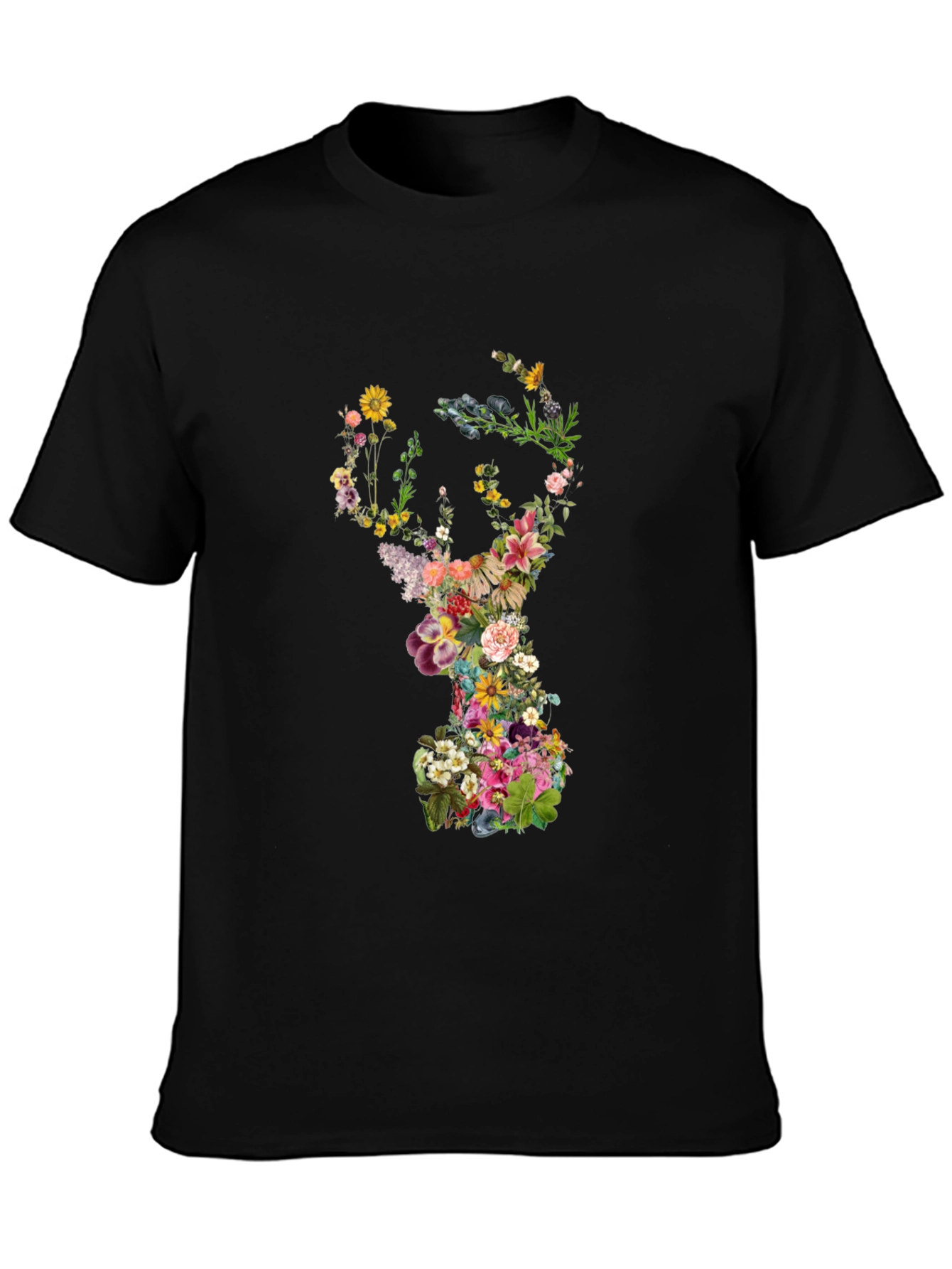 Floral Skull Graphic Black T-Shirt