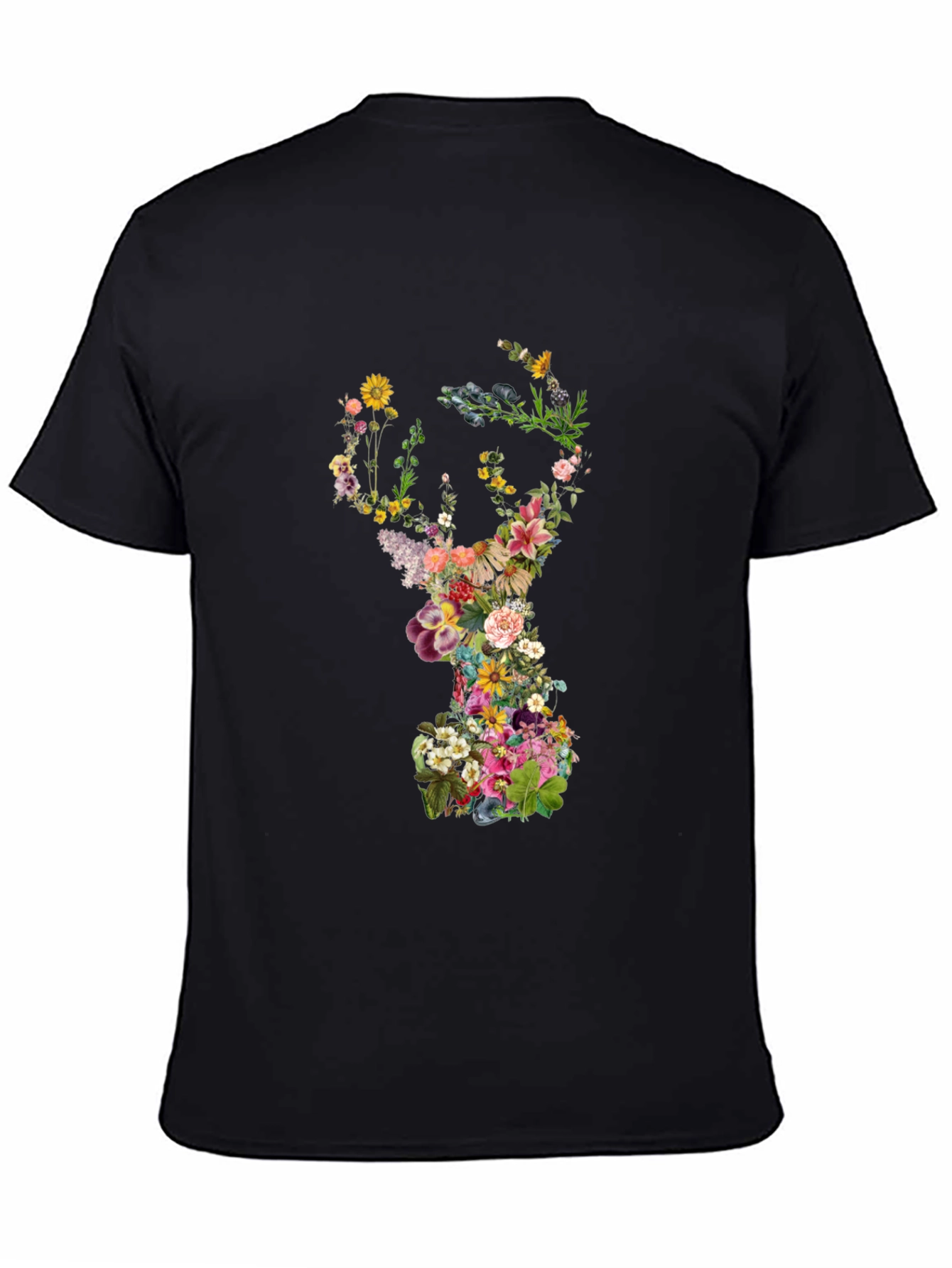 Floral Skull Graphic Black T-Shirt