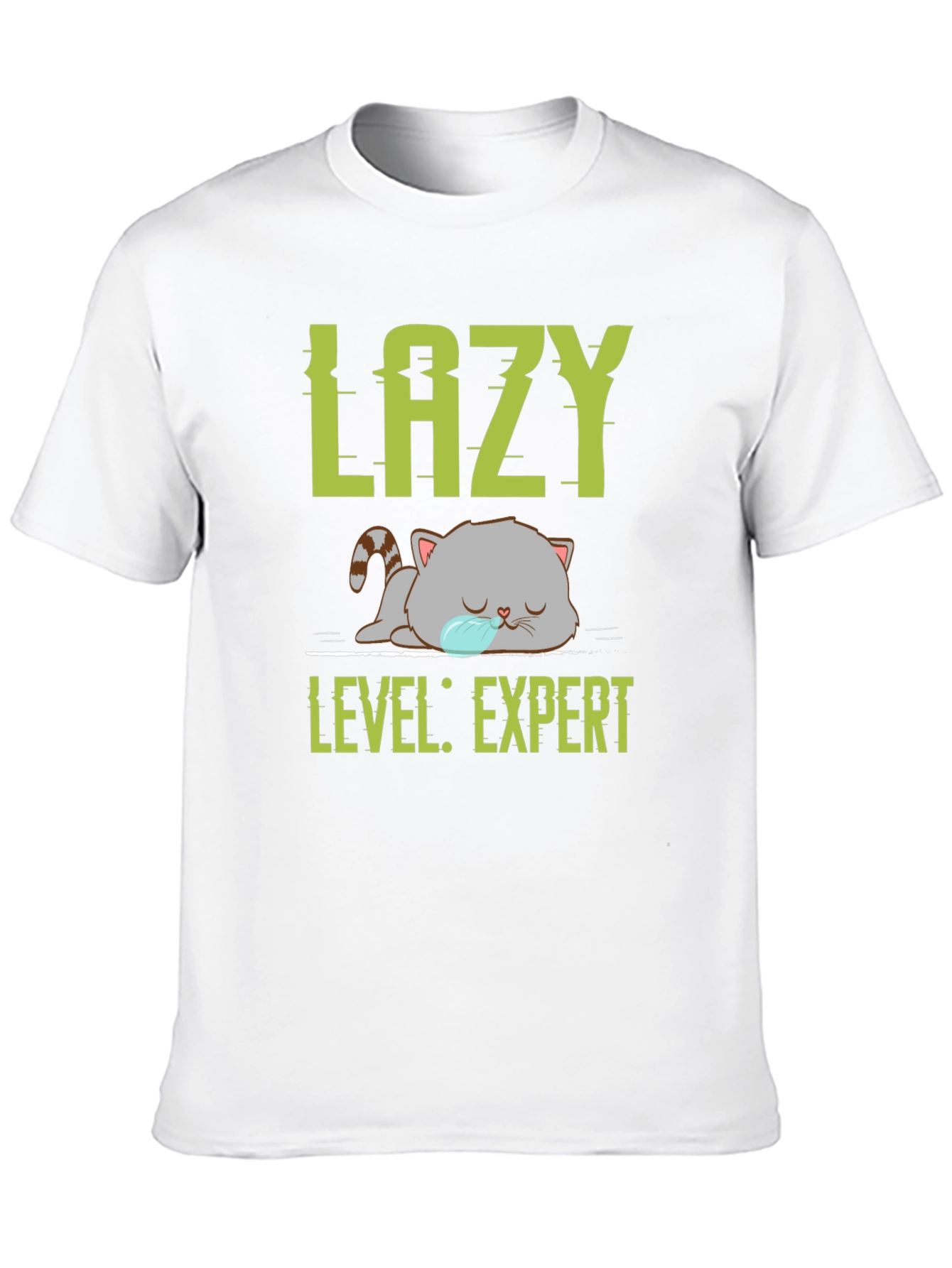 Lazy Expert Cat Graphic Tee - Black