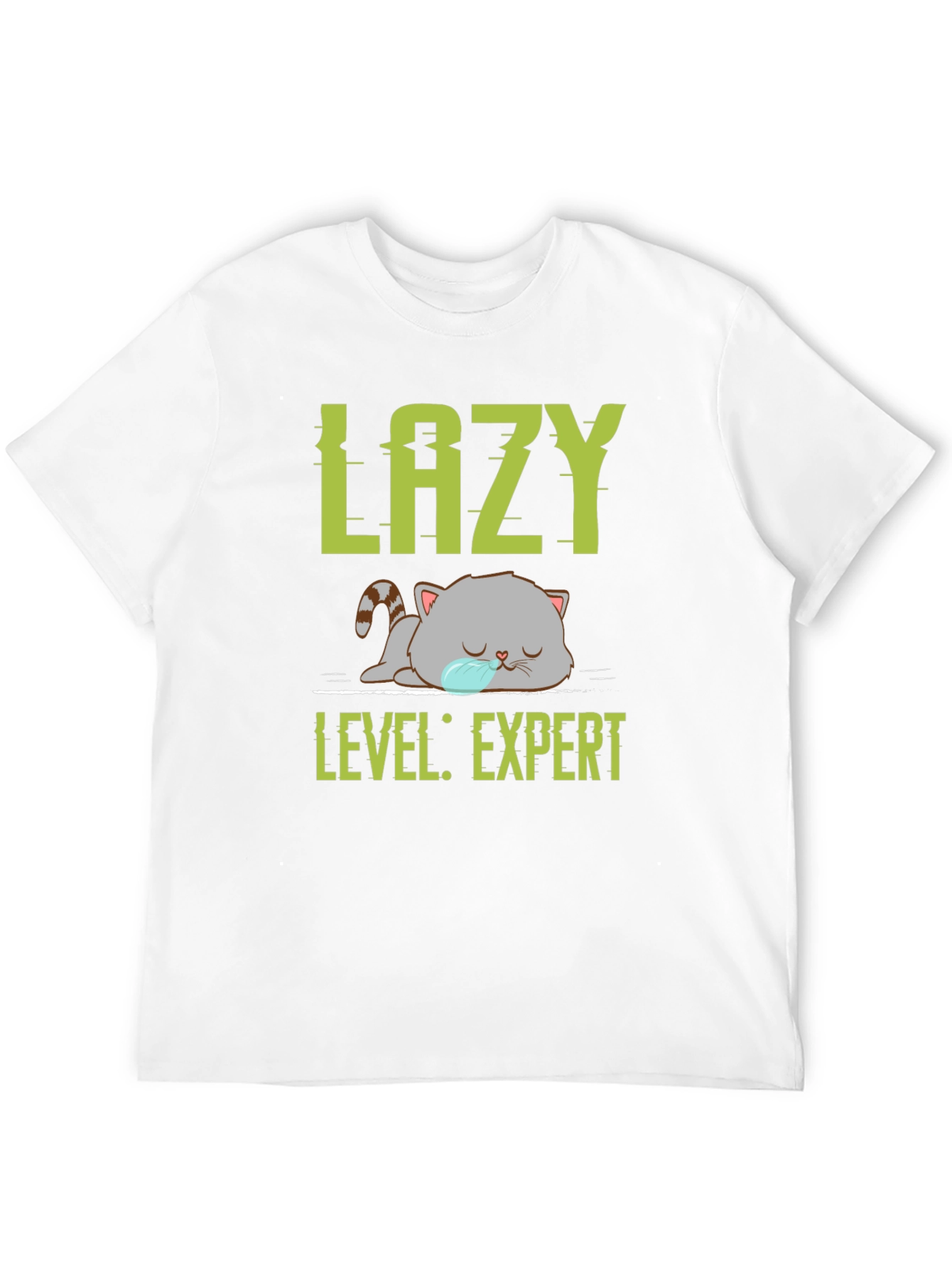 Lazy Expert Cat Graphic Tee - Black