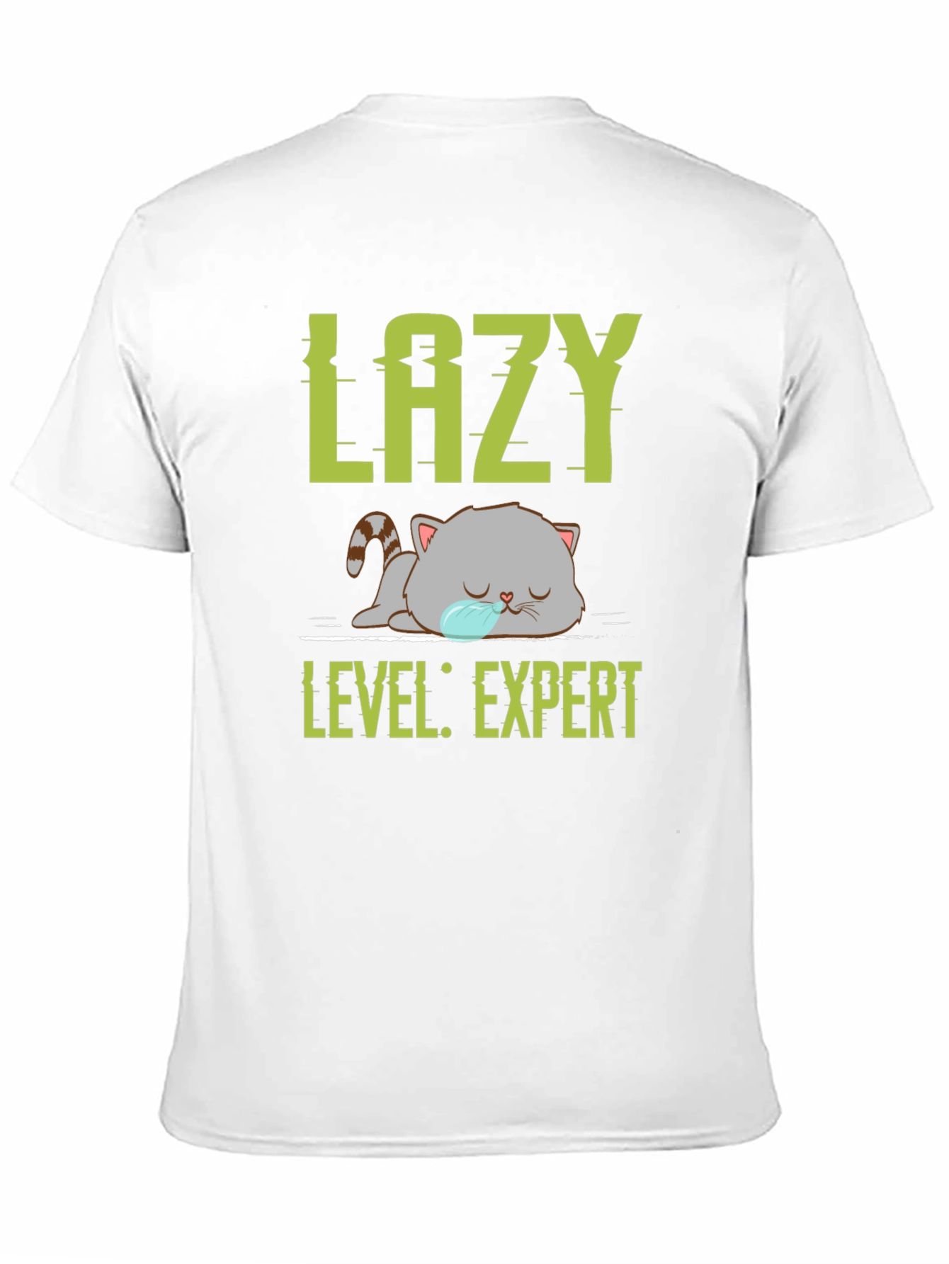 Lazy Expert Cat Graphic Tee - Black