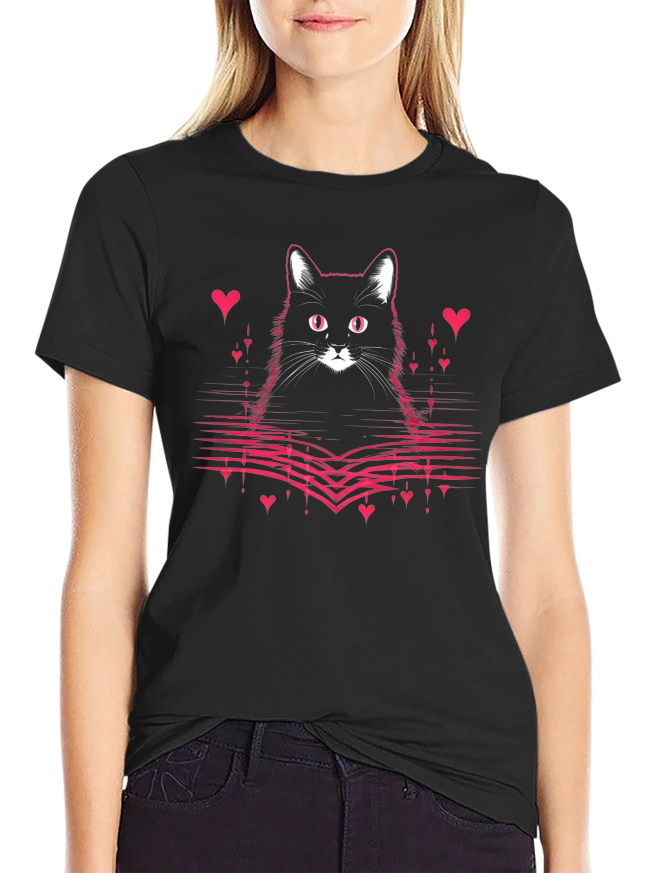Cat Lovers Black Graphic Tee