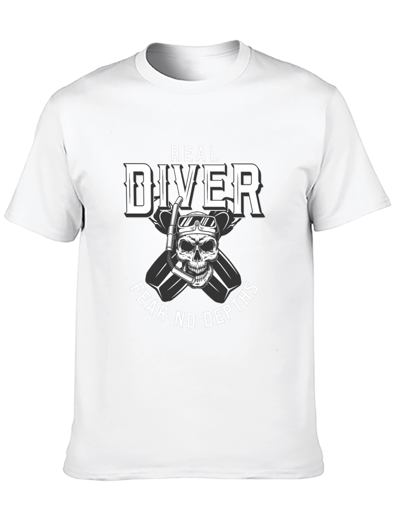 Real Diver T-Shirt - Fear No Depths Scuba Design