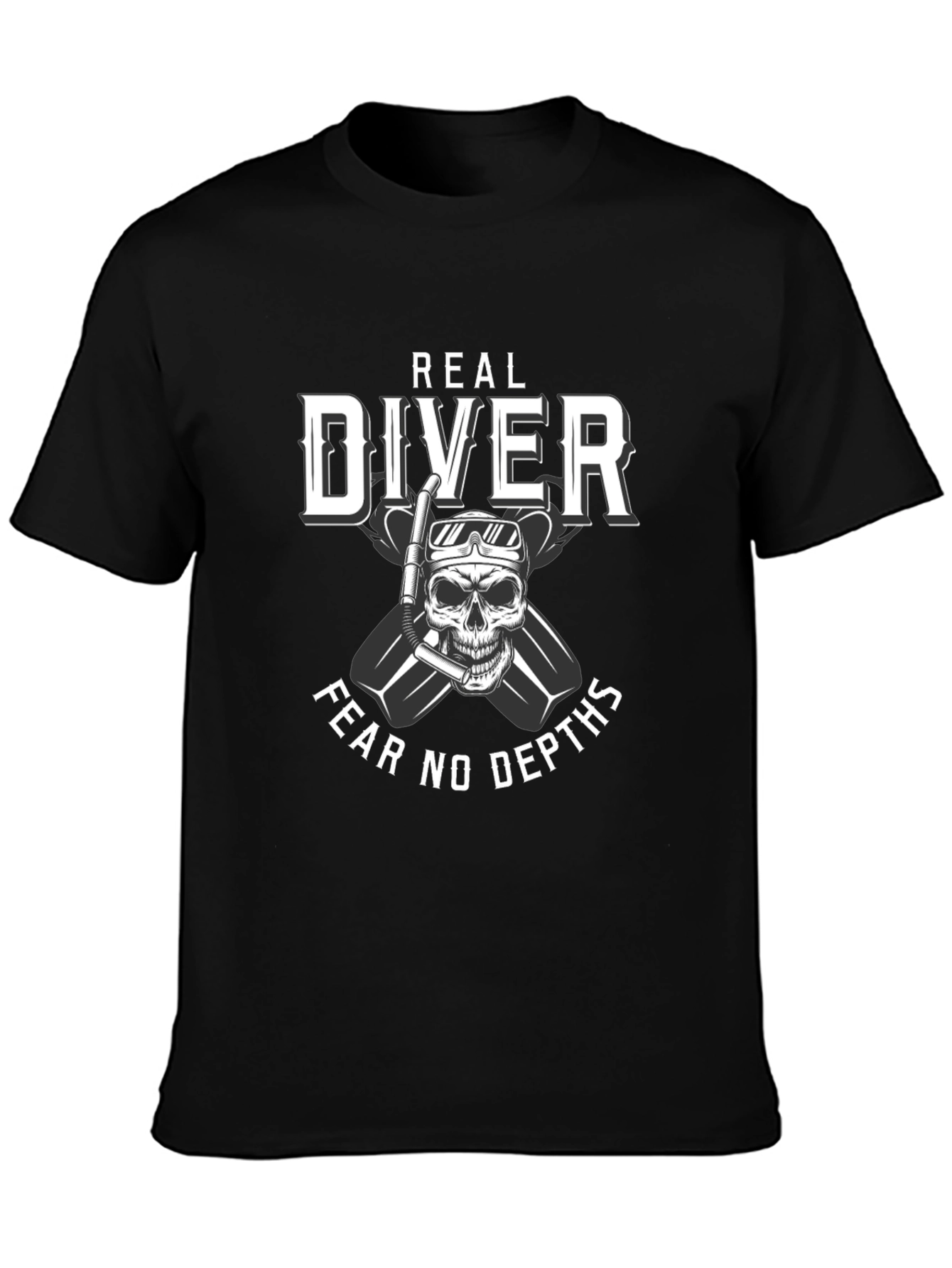 Real Diver T-Shirt - Fear No Depths Scuba Design