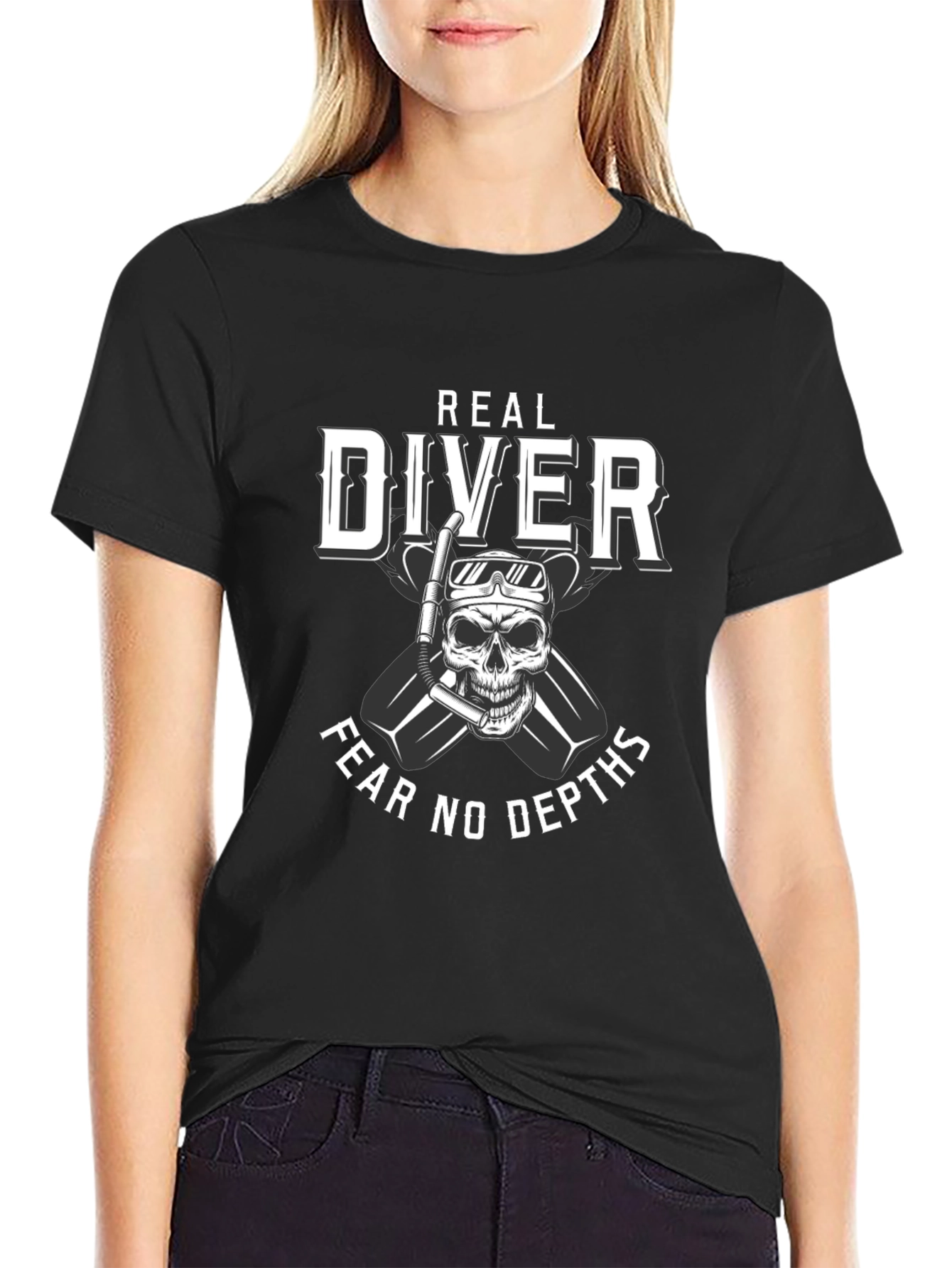 Real Diver T-Shirt - Fear No Depths Scuba Design