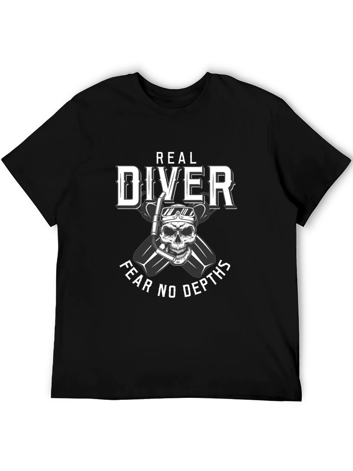 Real Diver T-Shirt - Fear No Depths Scuba Design