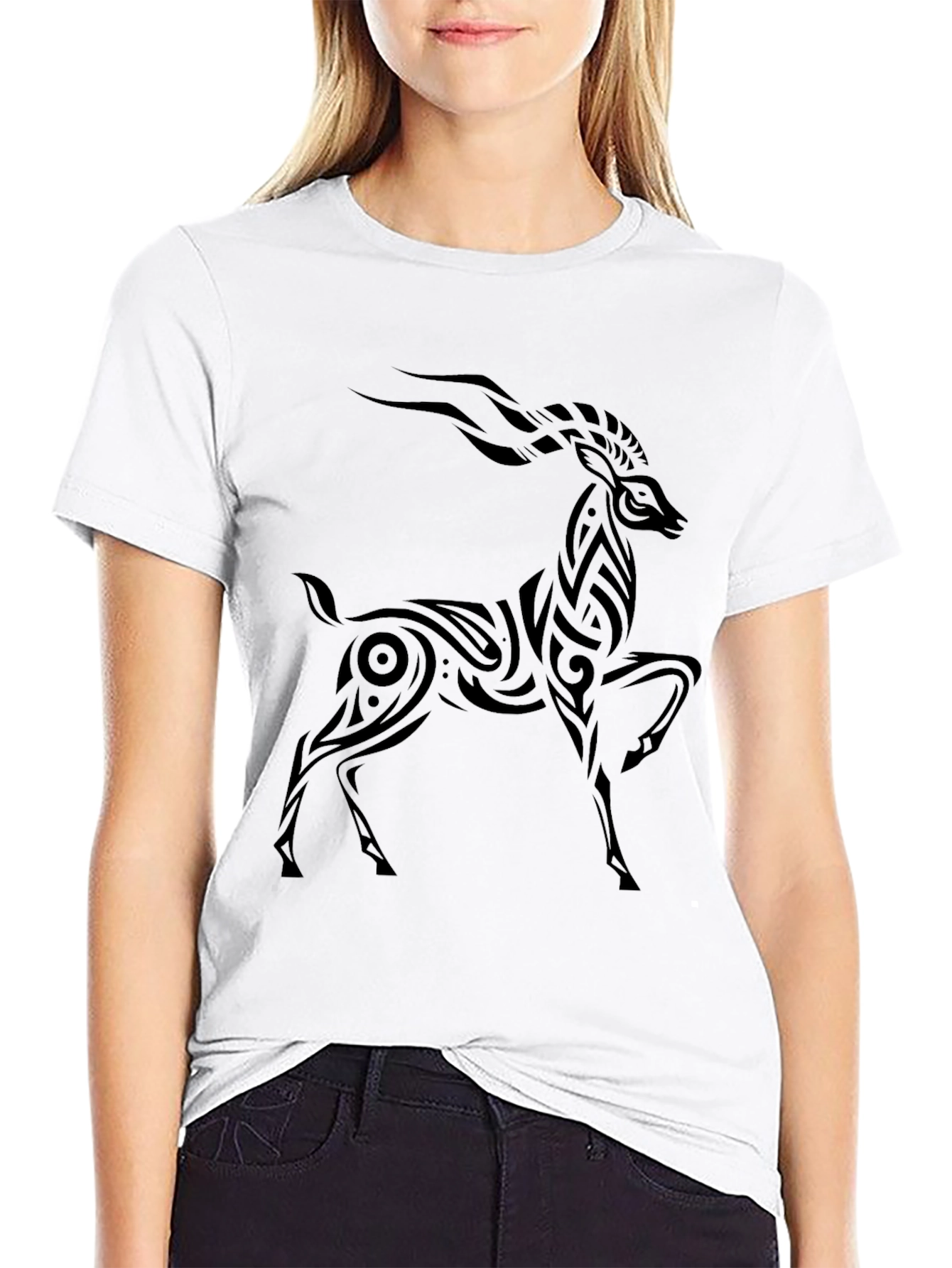 Tribal Gazelle Black T-Shirt | Unique Graphic Tee