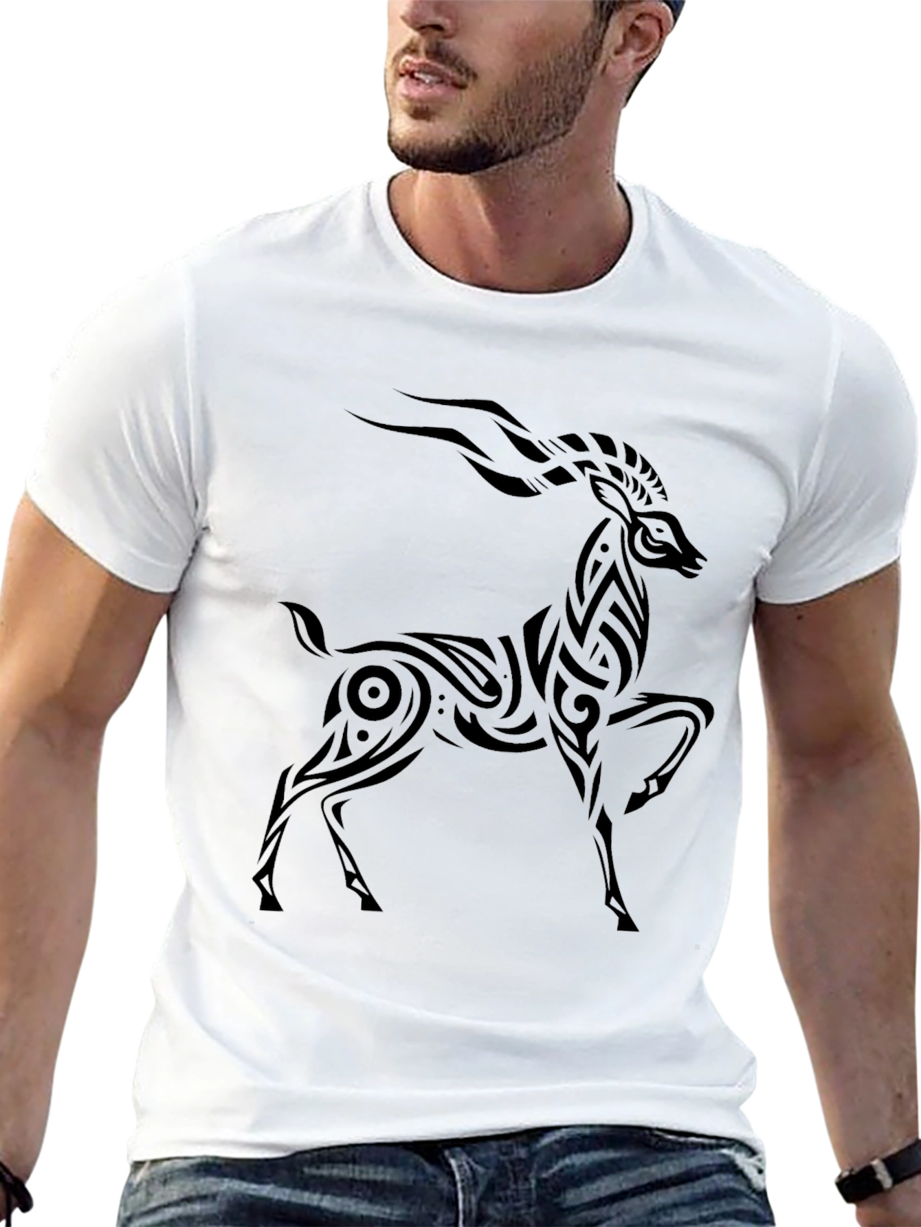 Tribal Gazelle Black T-Shirt | Unique Graphic Tee