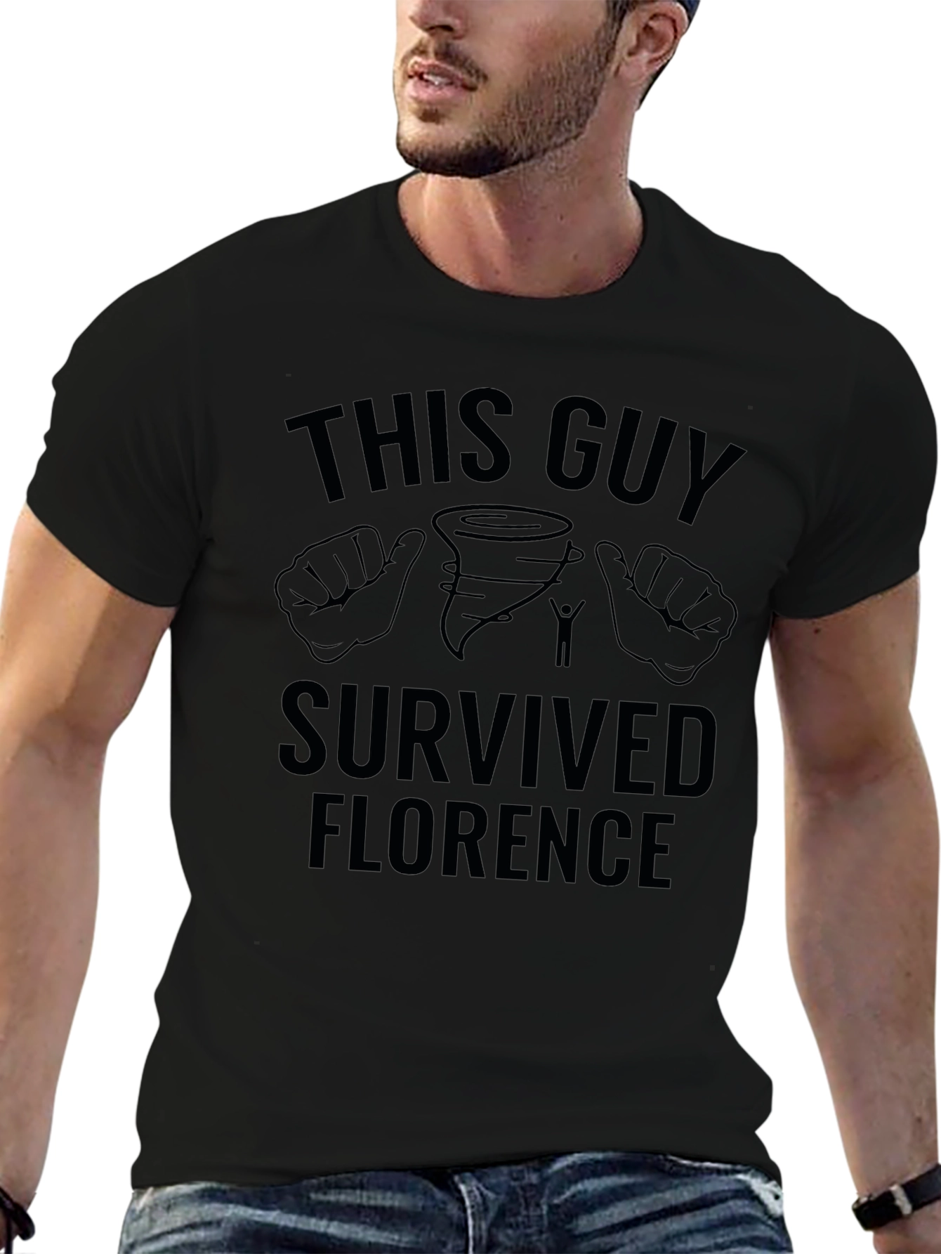 This Guy Survived Florence Black Graphic T-Shirt