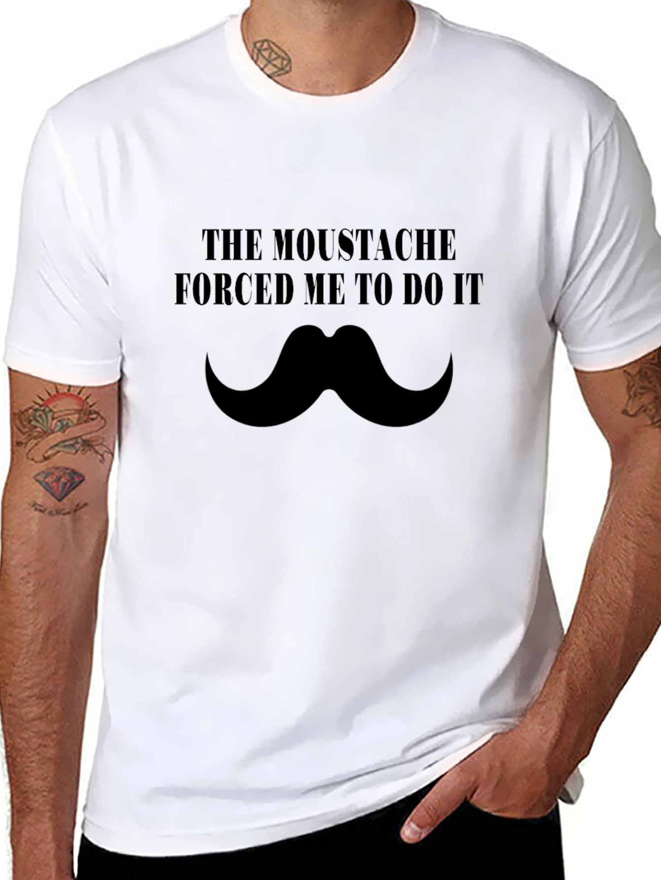 The Moustache Made Me Do It Black T-Shirt