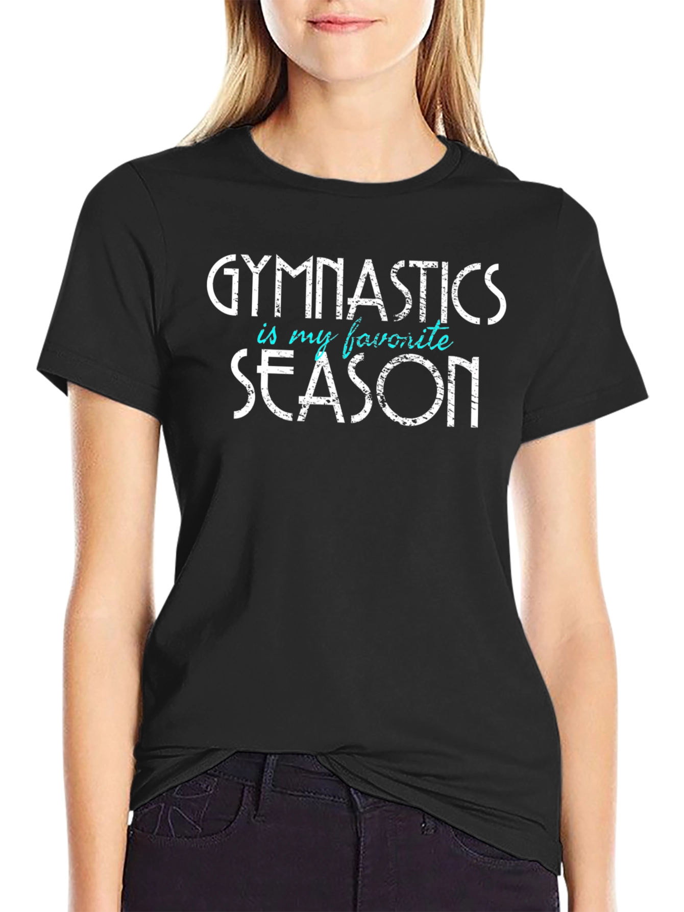 Gymnastics Is My Favorite Season Black T-Shirt