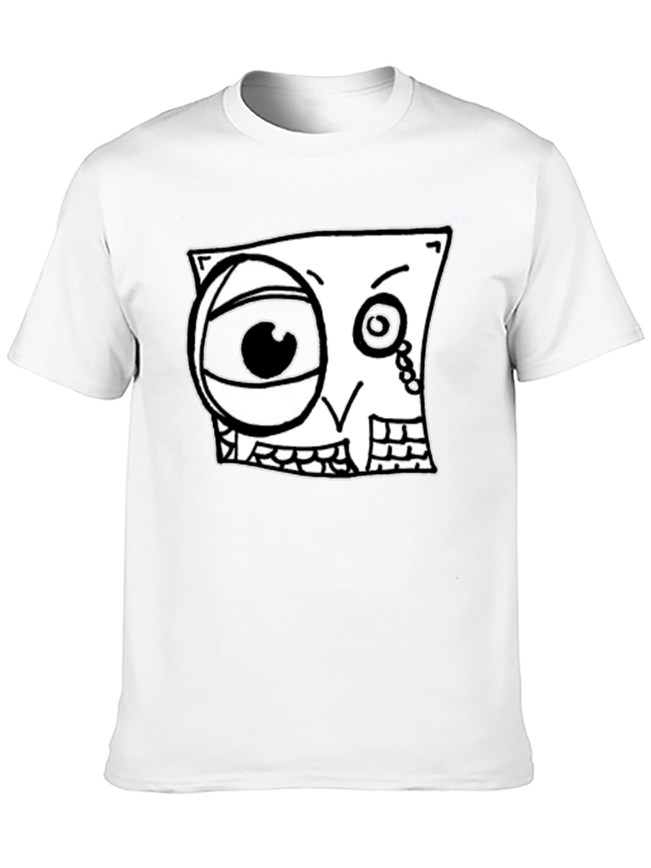 Abstract Cartoon Face Graphic Black T-Shirt