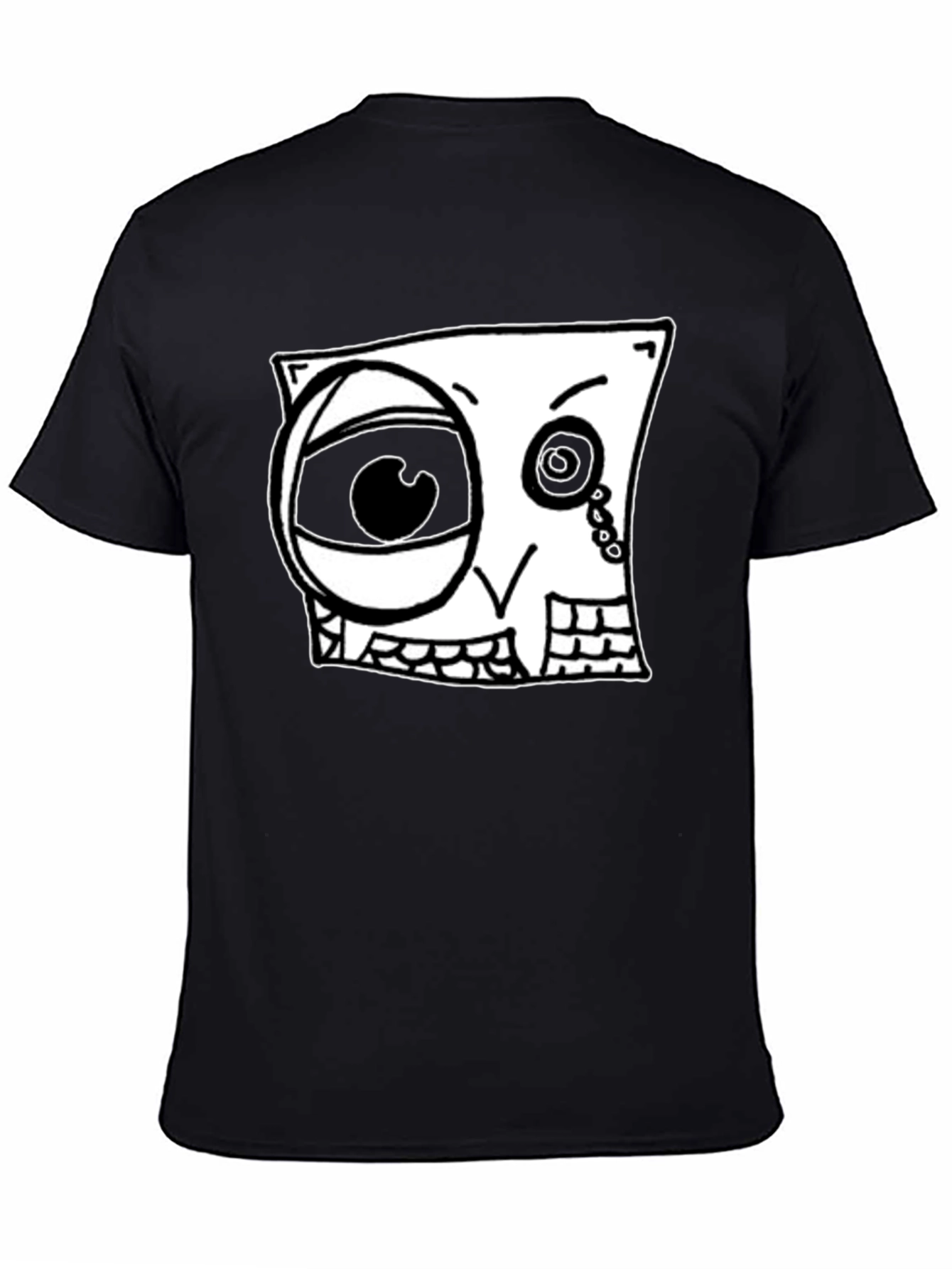 Abstract Cartoon Face Graphic Black T-Shirt