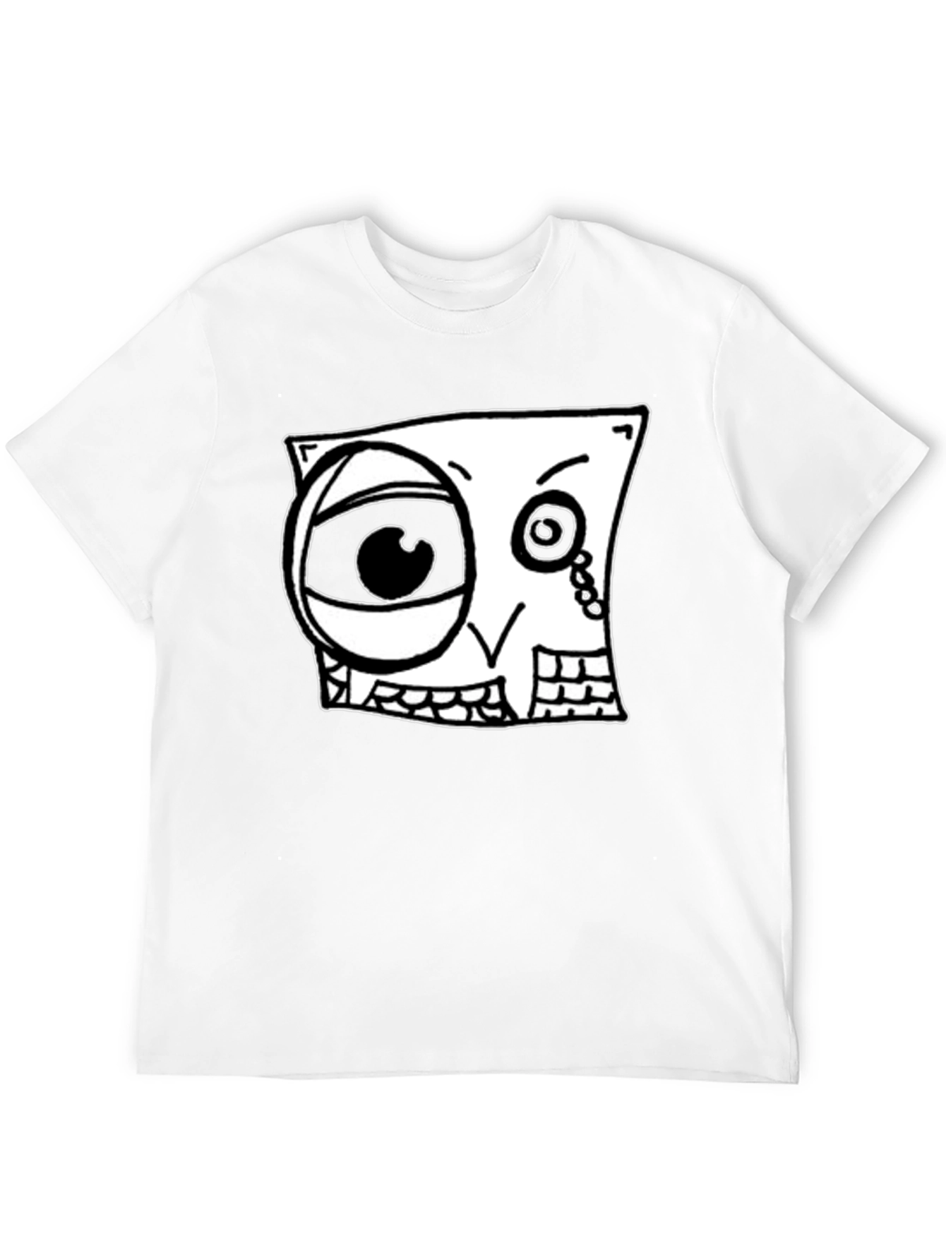 Abstract Cartoon Face Graphic Black T-Shirt