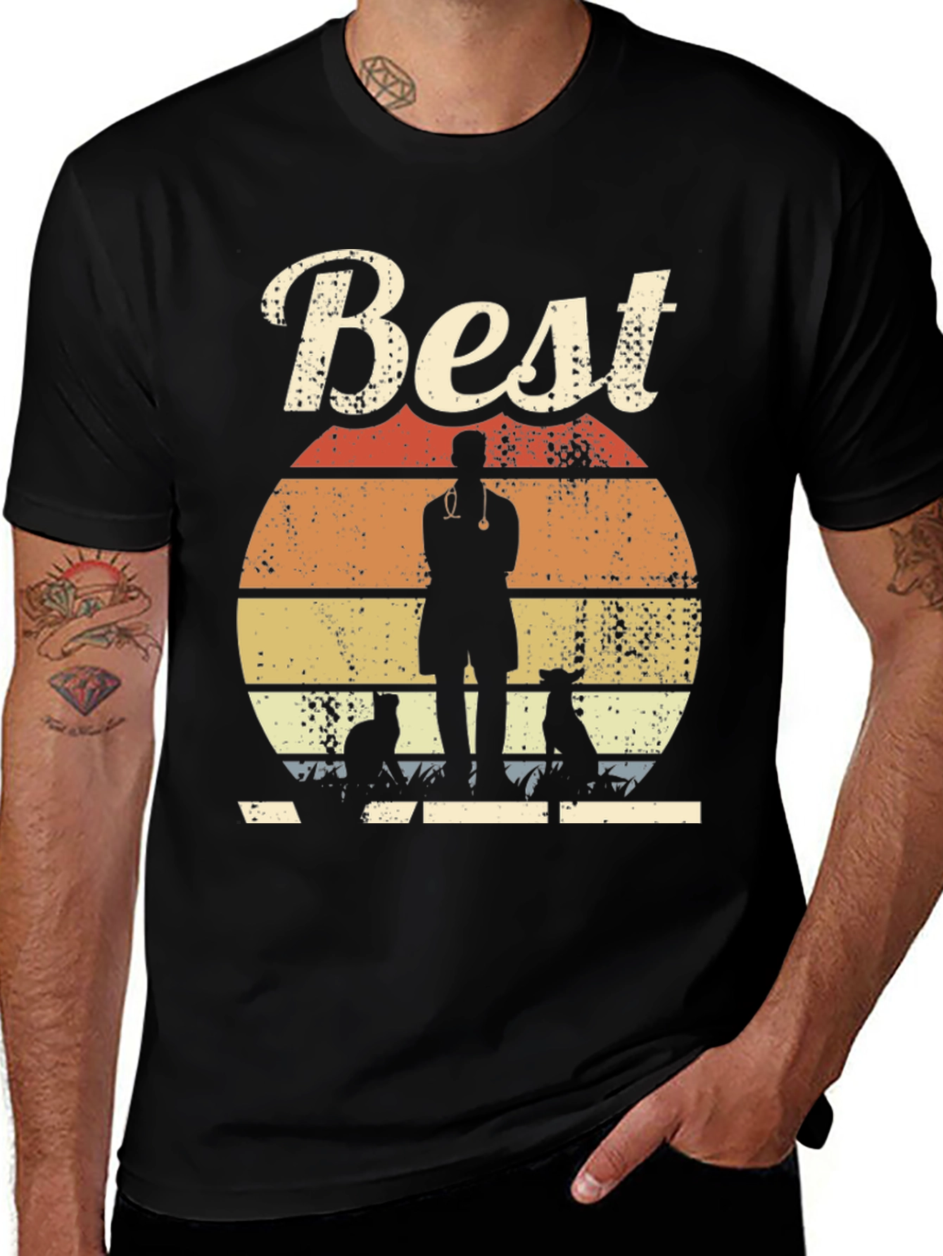 Best Veterinarian T-Shirt Retro Style Vet Tee