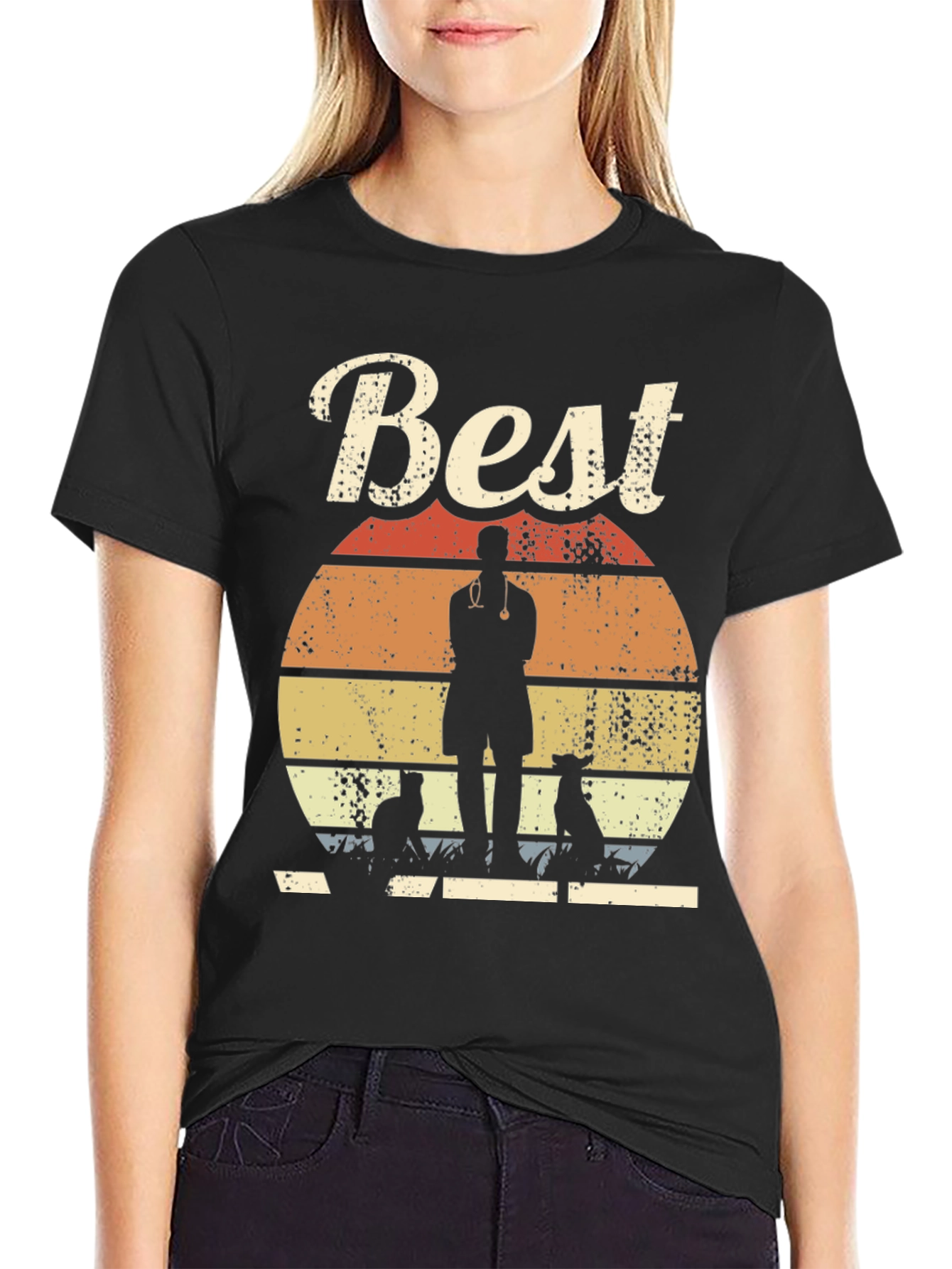 Best Veterinarian T-Shirt Retro Style Vet Tee