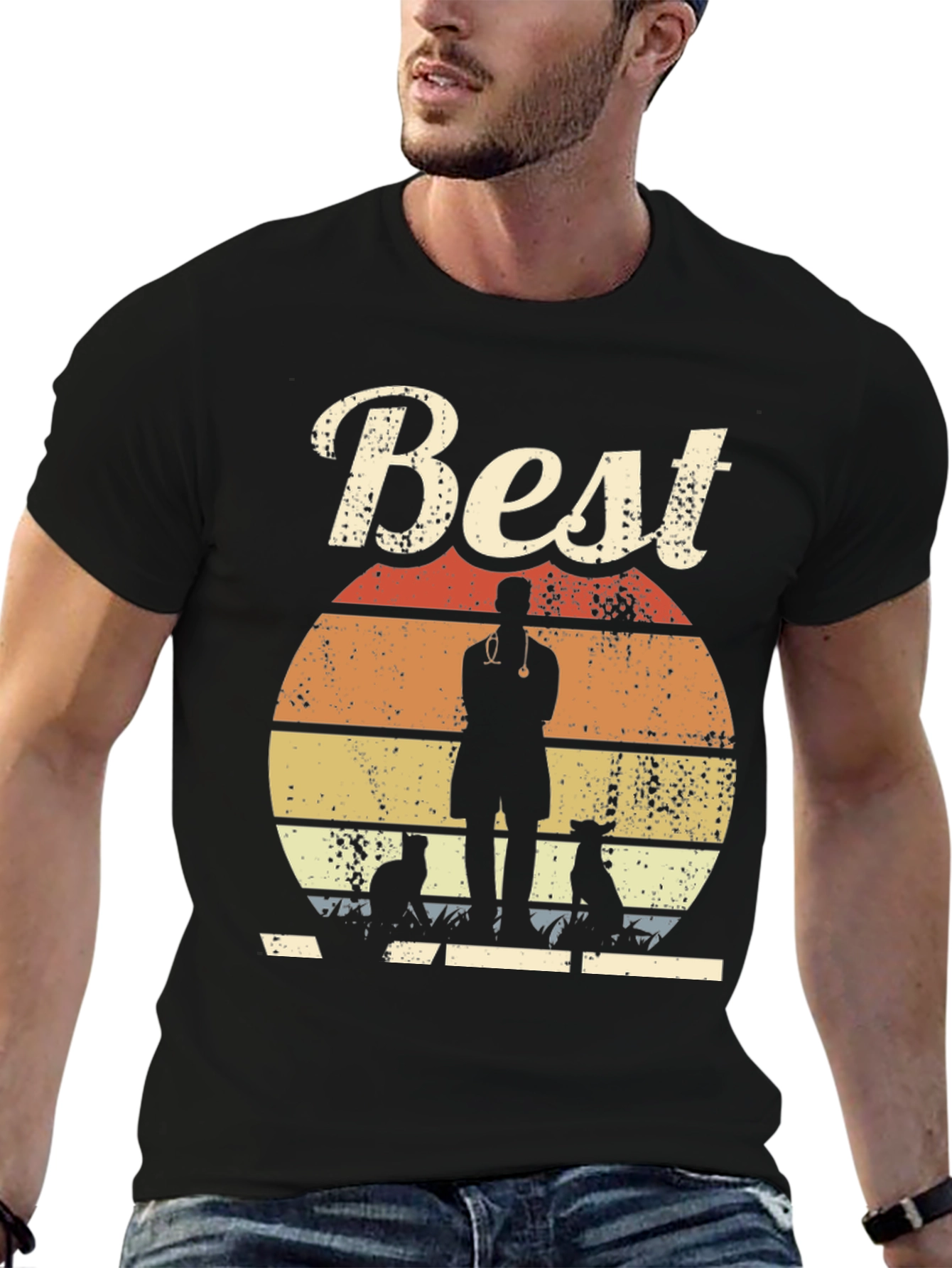 Best Veterinarian T-Shirt Retro Style Vet Tee