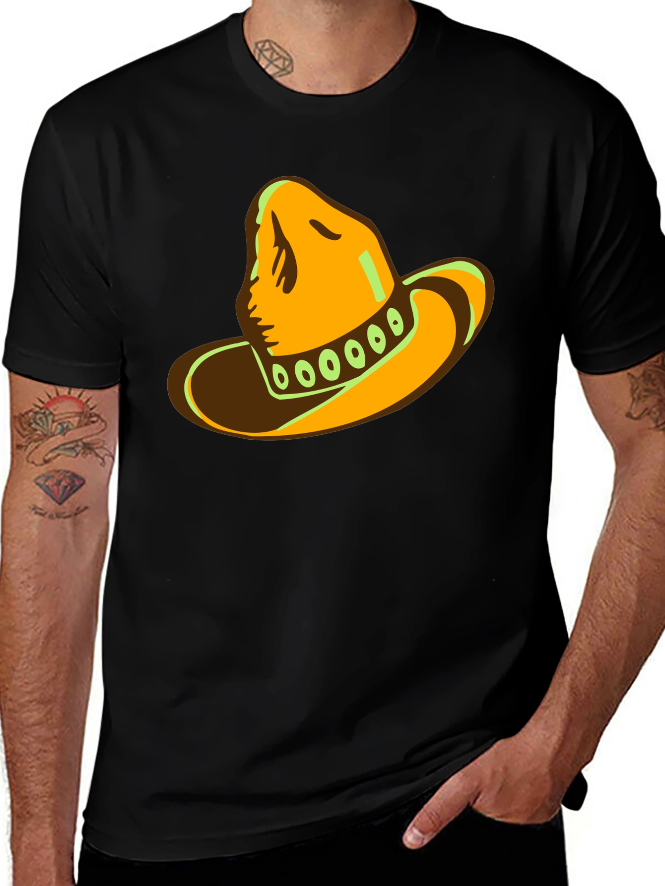 Cool Sombrero Graphic Black T-Shirt