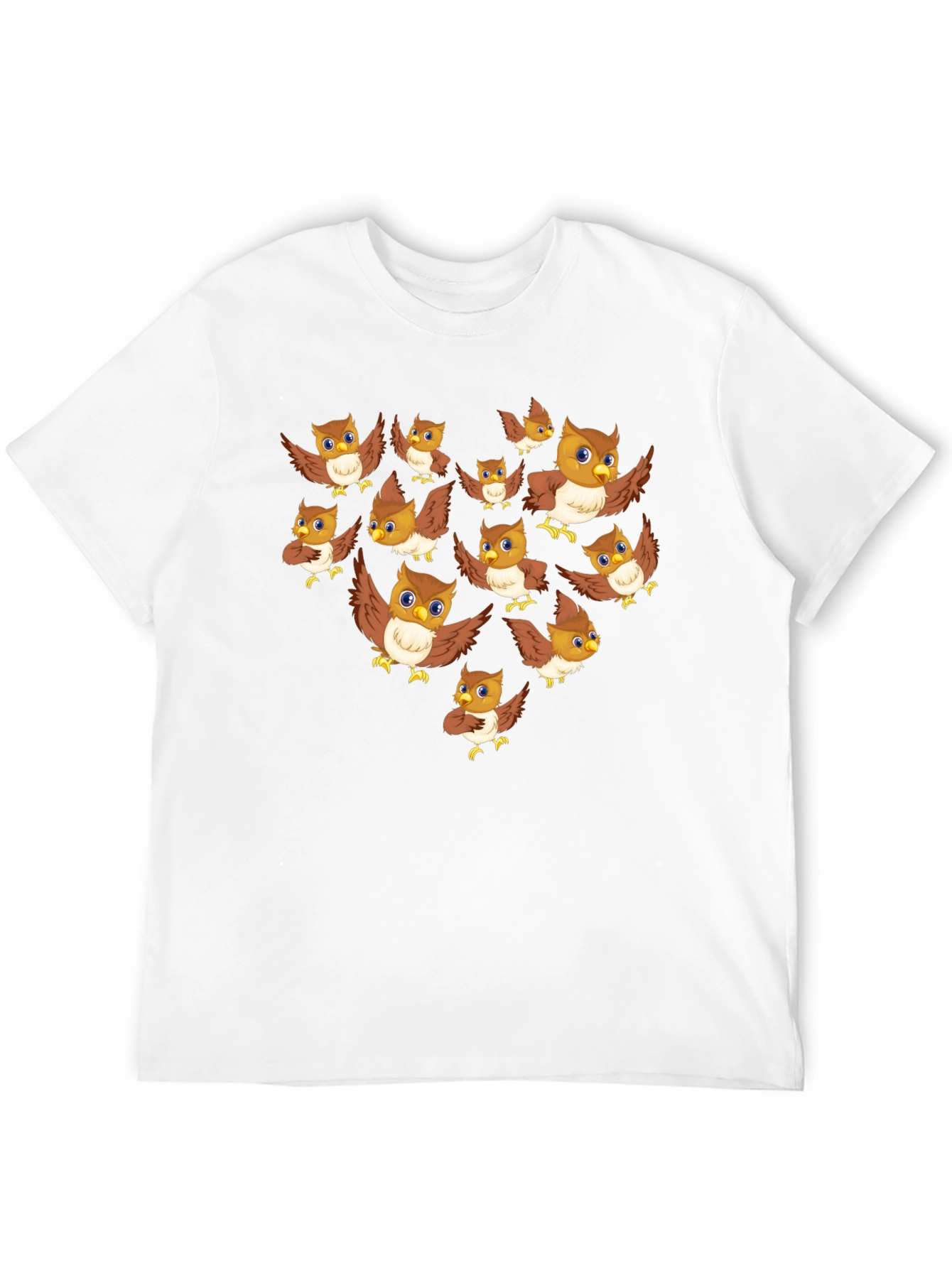 Owl Pattern T-Shirt - Black Crew Neck Tee