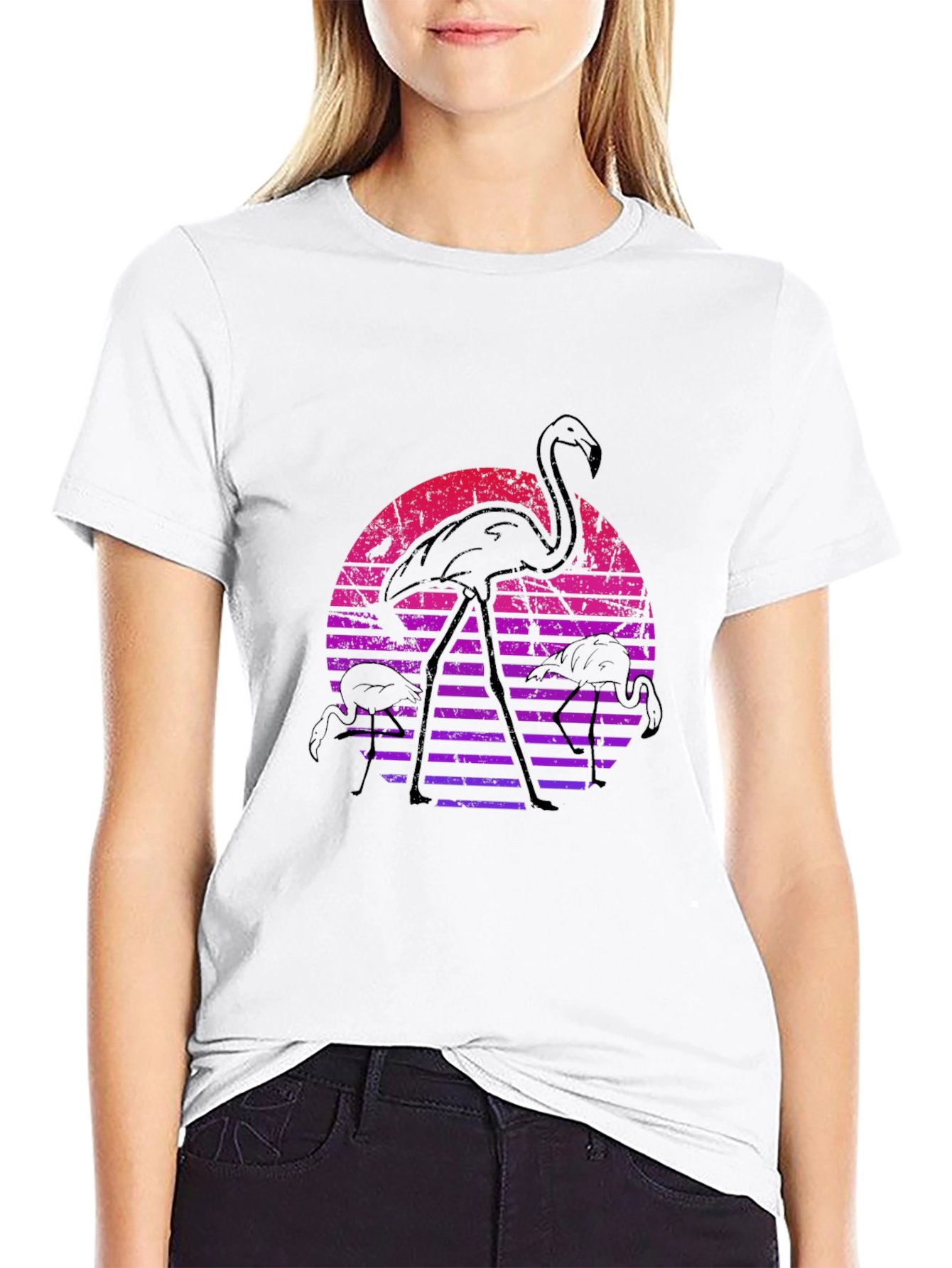 Retro Flamingo Sunset Graphic Tee