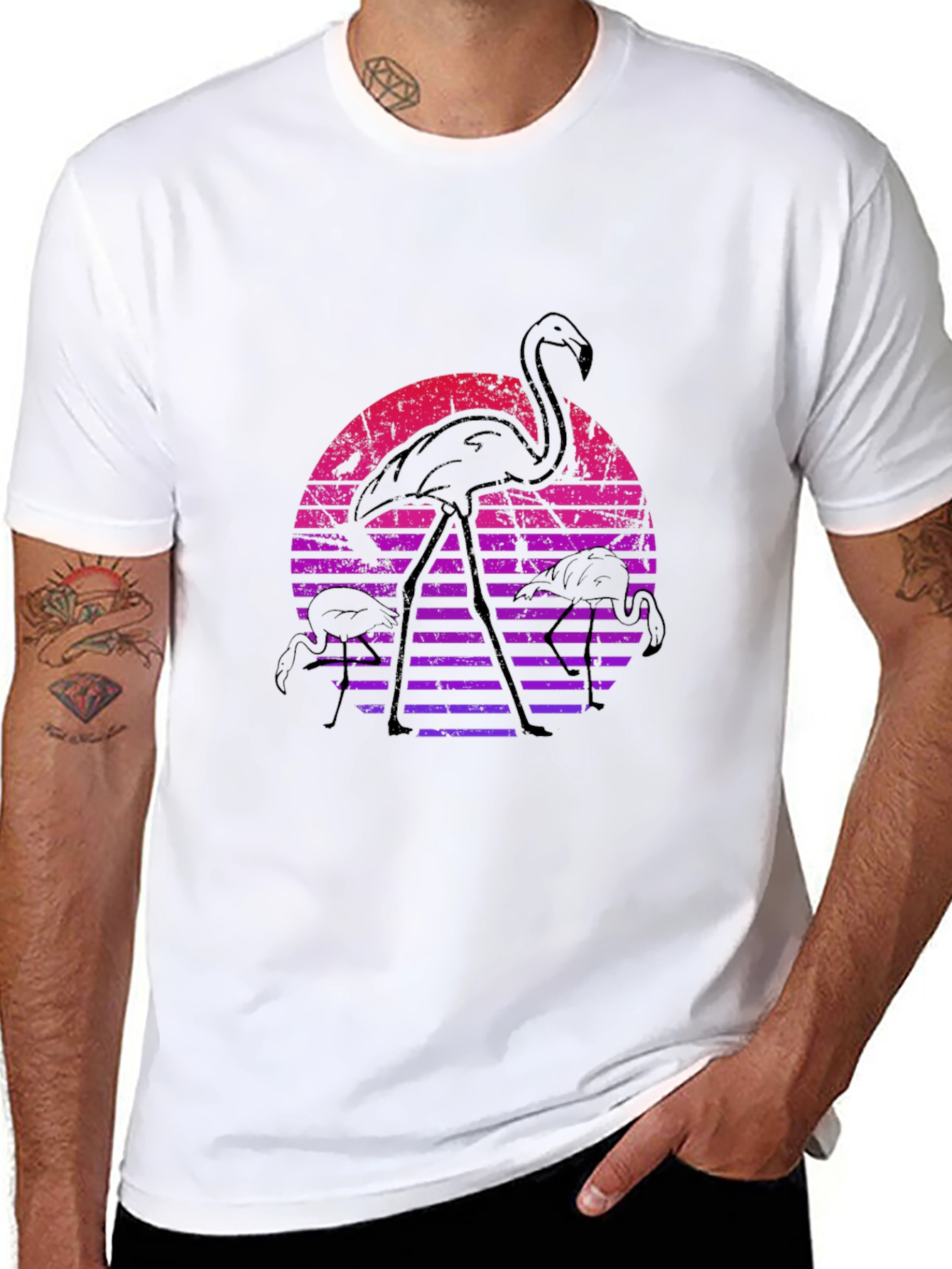 Retro Flamingo Sunset Graphic Tee