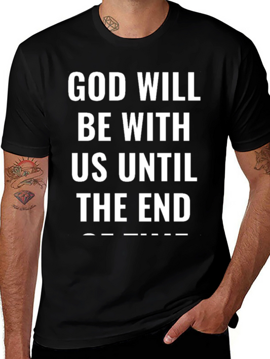 God Will Be With Us T-Shirt - Black Cotton Blend