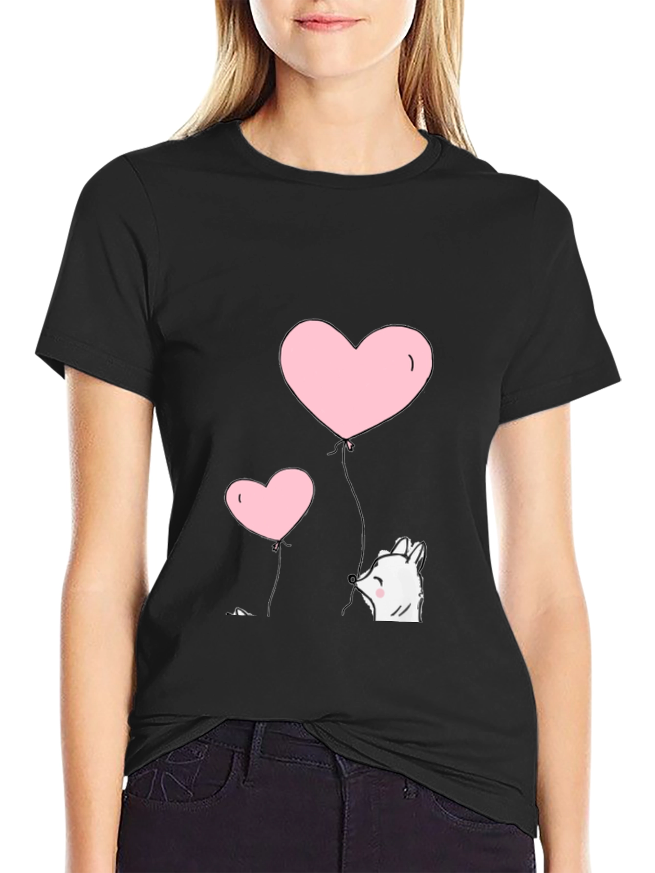 Heart Balloon Graphic Tee - Black