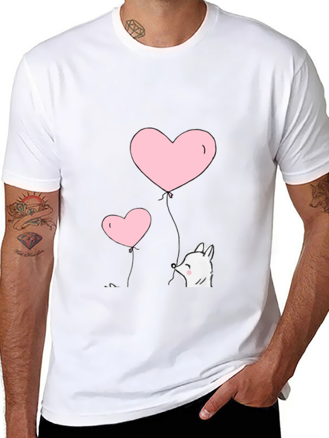 Heart Balloon Graphic Tee - Black
