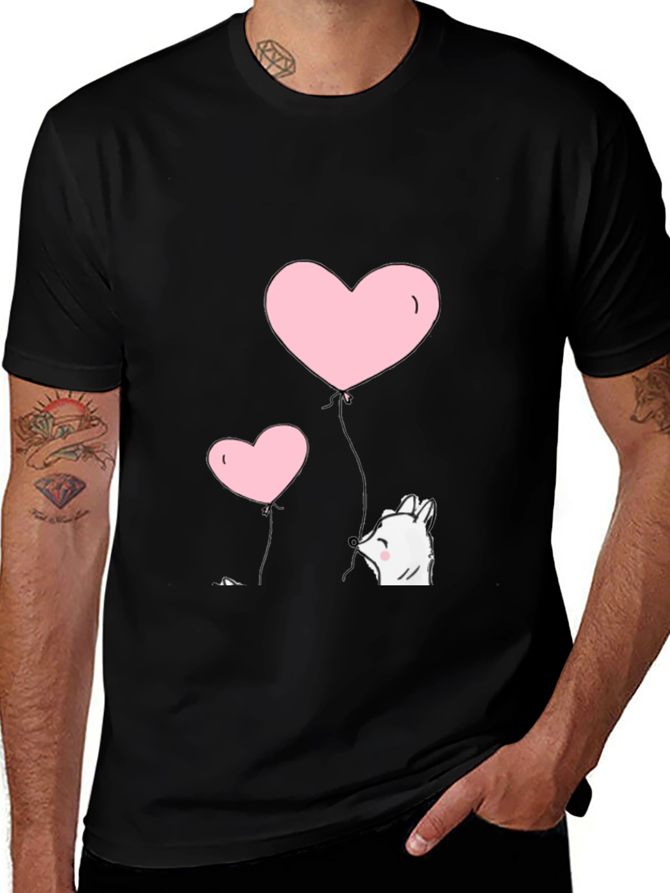 Heart Balloon Graphic Tee - Black
