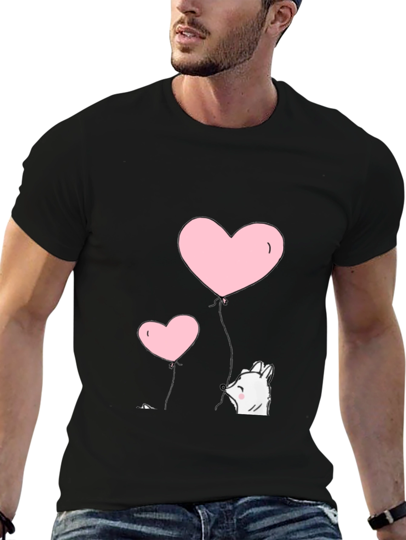 Heart Balloon Graphic Tee - Black