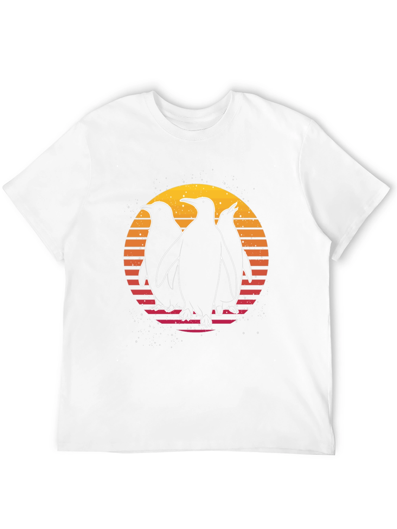 Retro Penguin Sunset Graphic T-Shirt