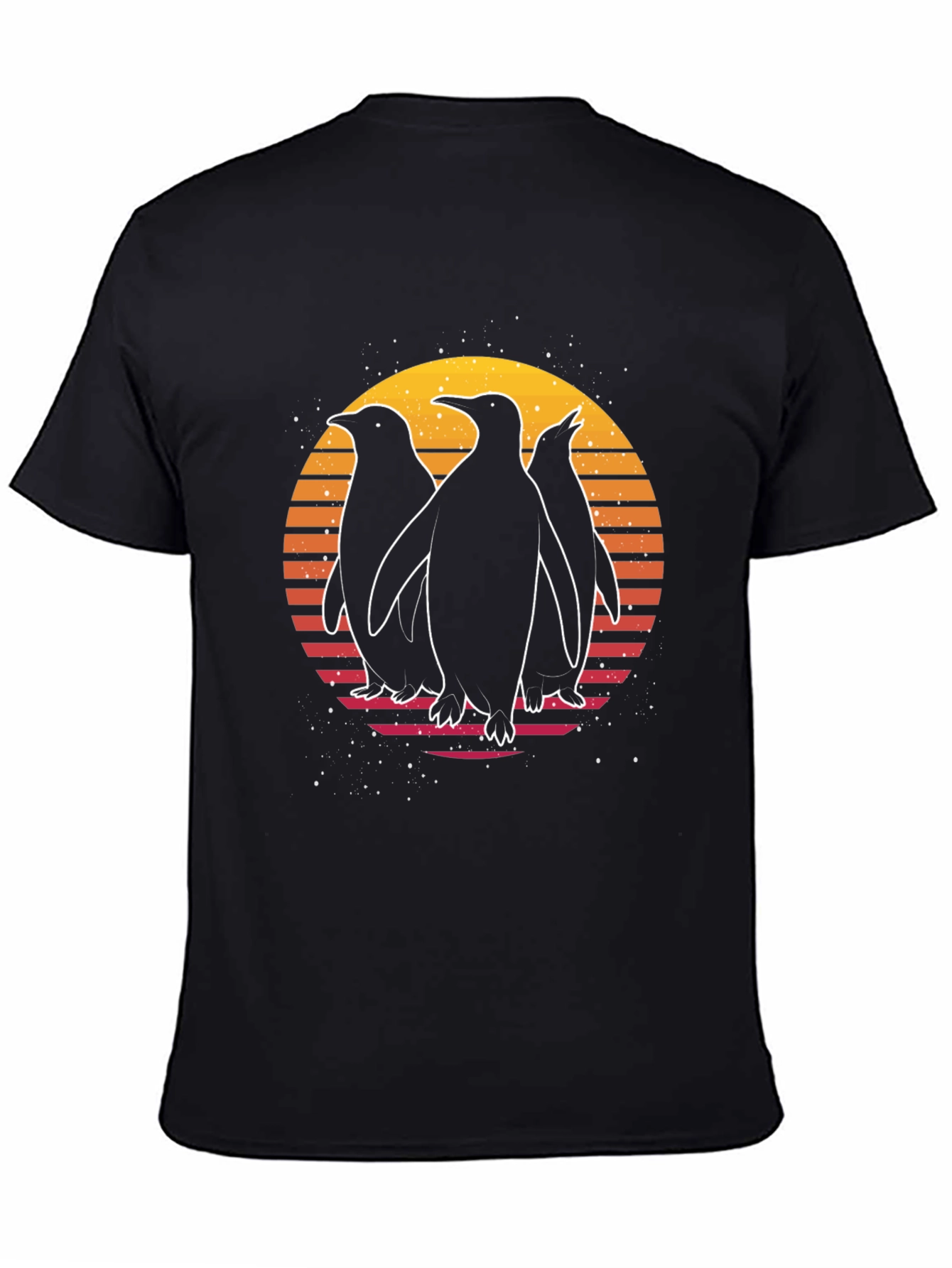 Retro Penguin Sunset Graphic T-Shirt