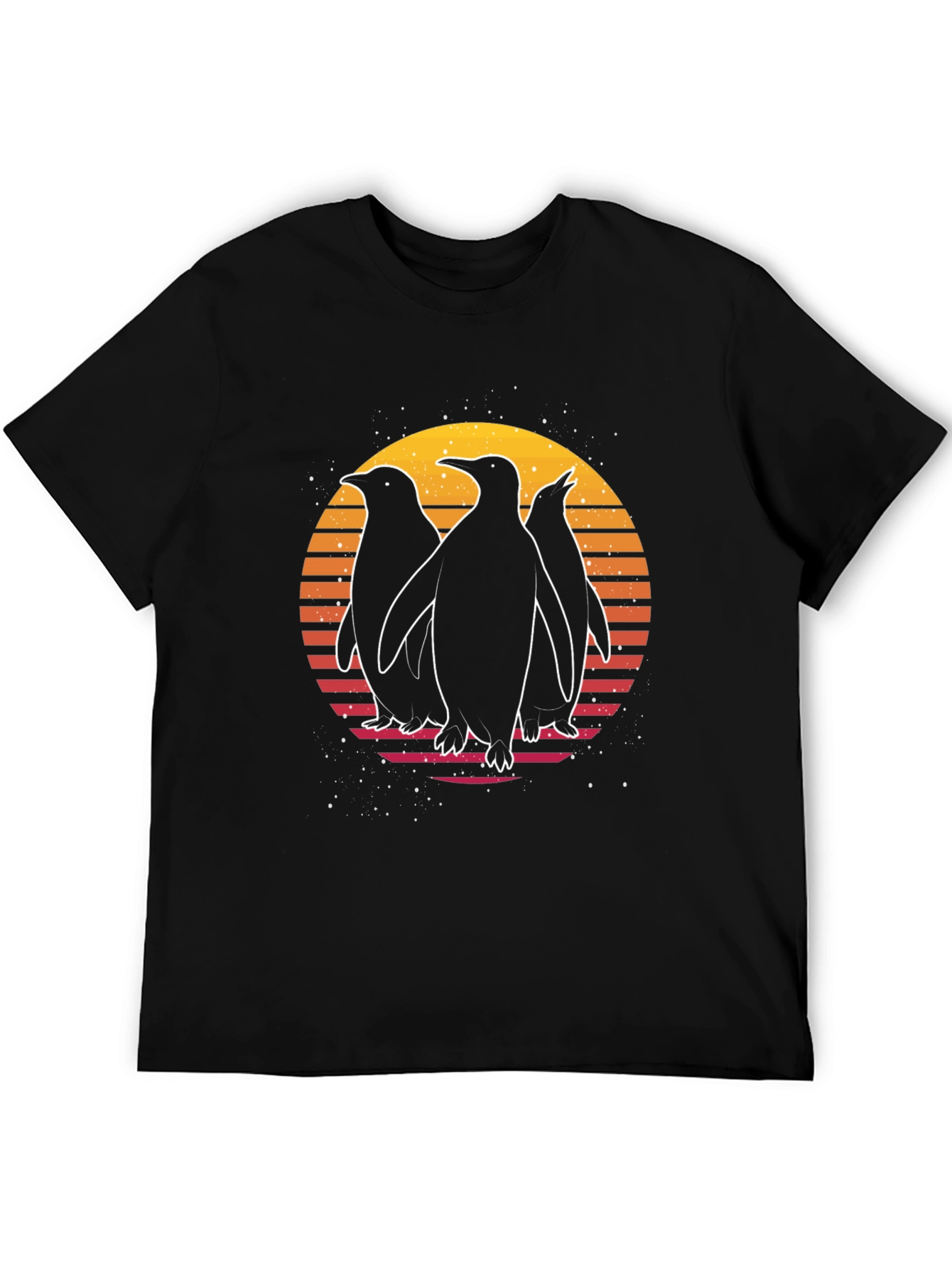 Retro Penguin Sunset Graphic T-Shirt