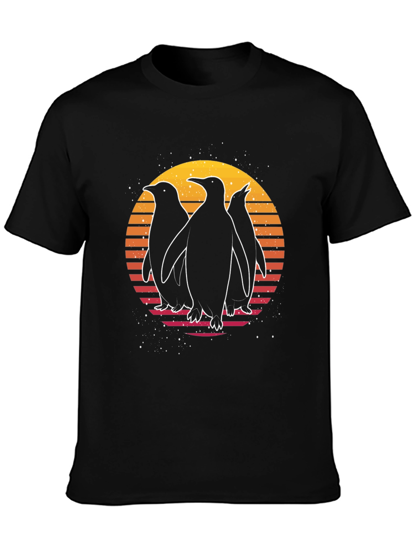 Retro Penguin Sunset Graphic T-Shirt