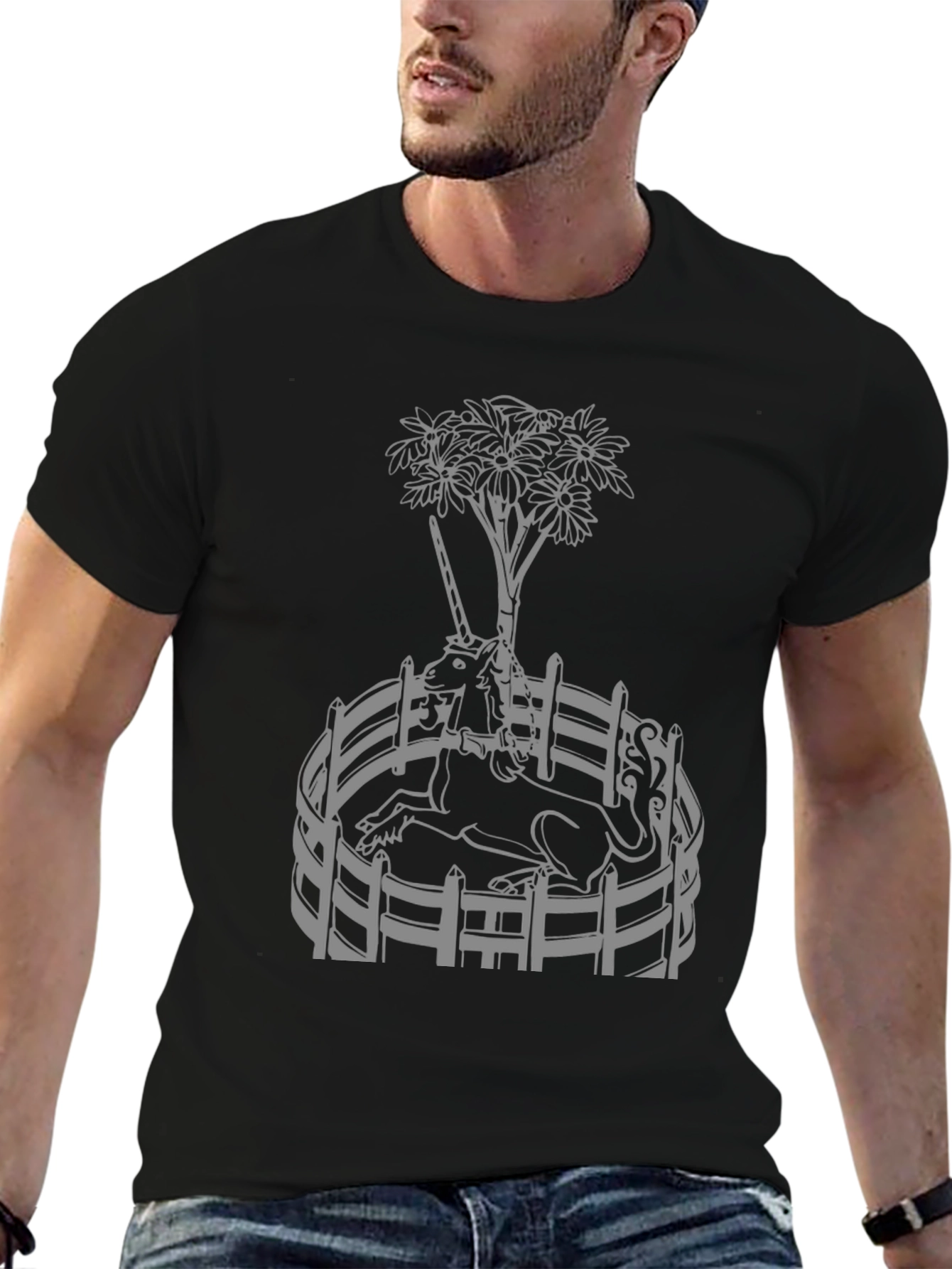 Unicorn Garden Graphic Tee - Black