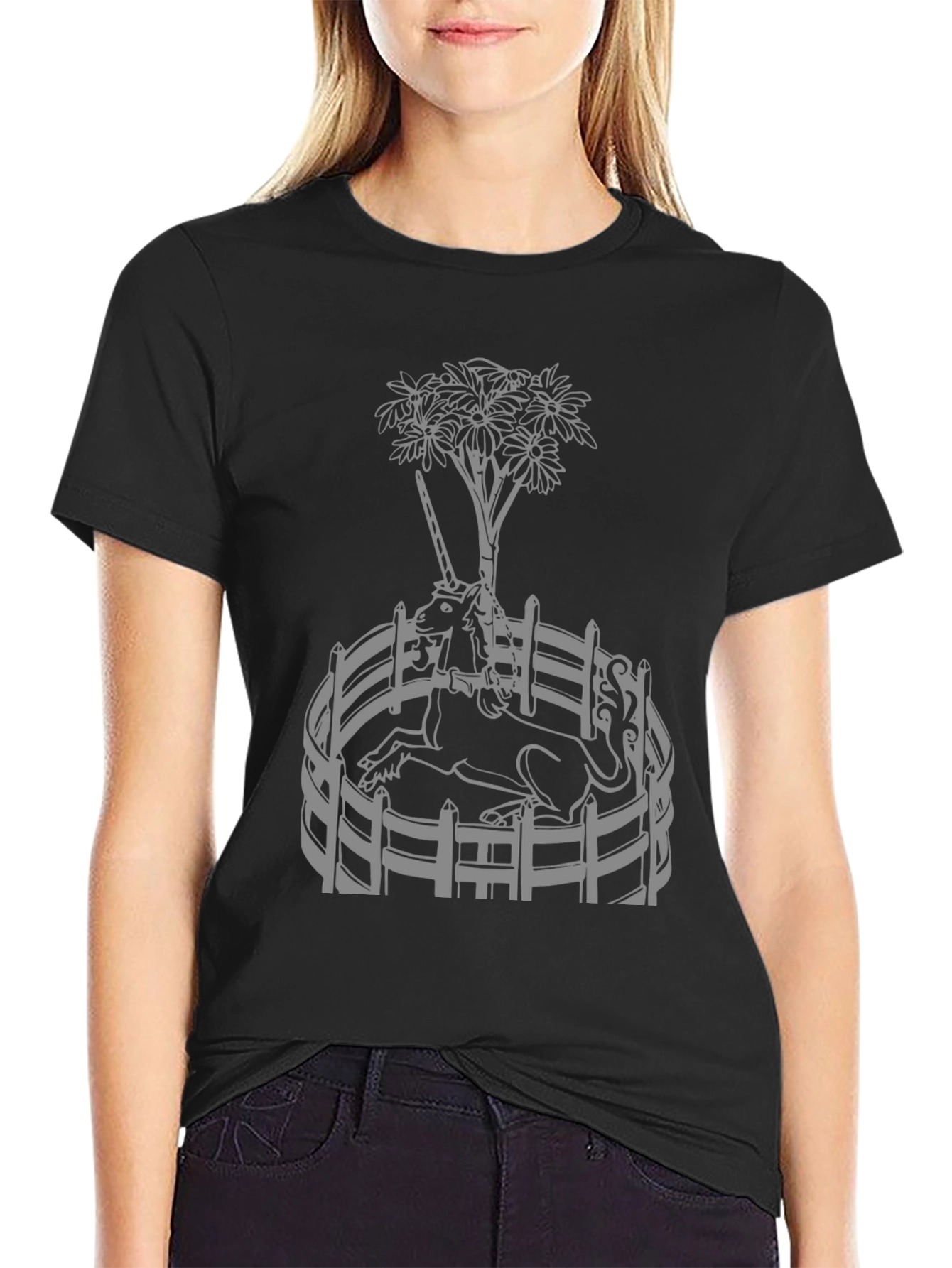 Unicorn Garden Graphic Tee - Black
