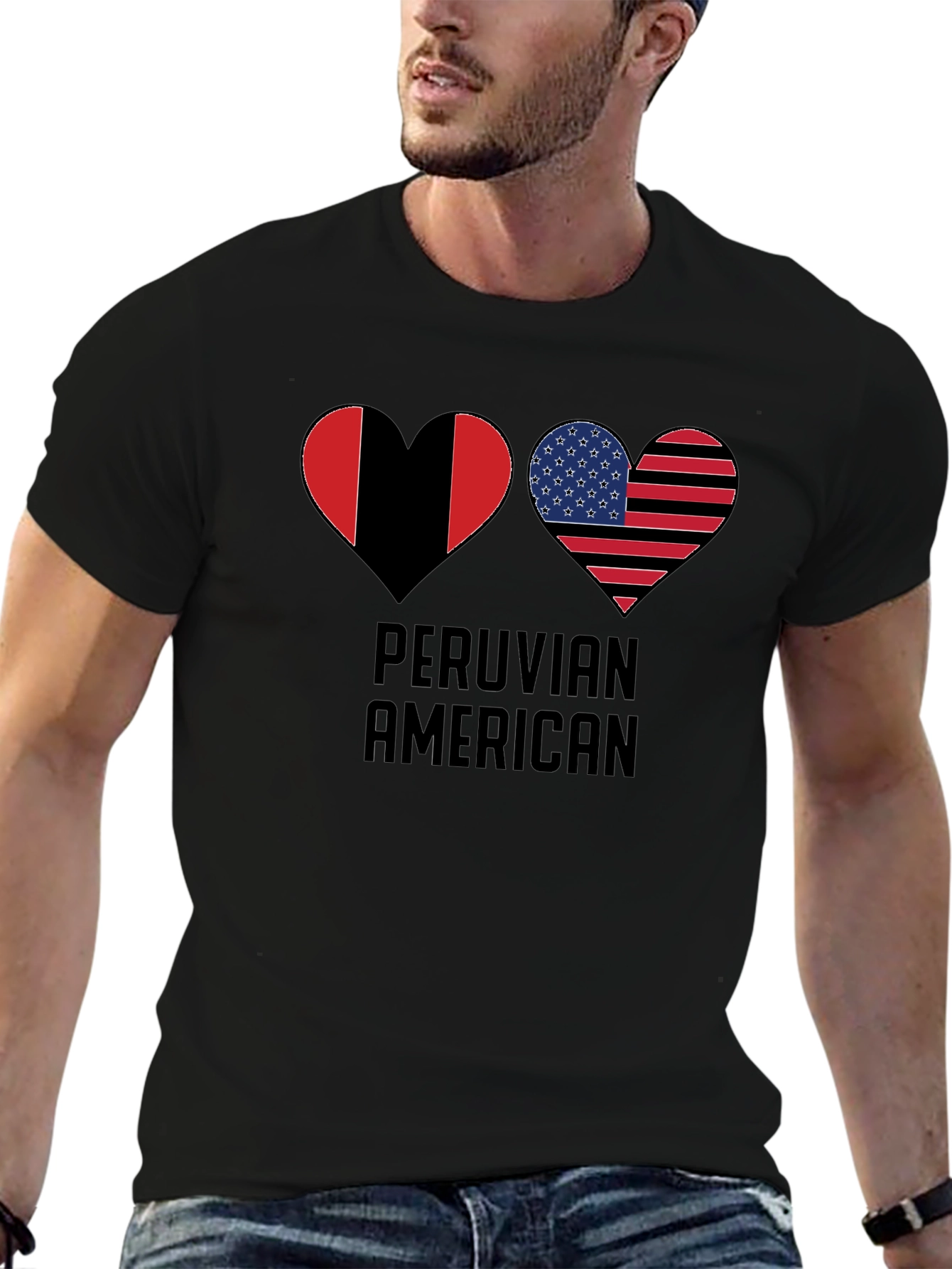 Peruvian American Flag Heart T-Shirt