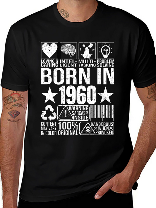 Born in 1960 T-Shirt - Loving Caring Inteligent Tasking Solving