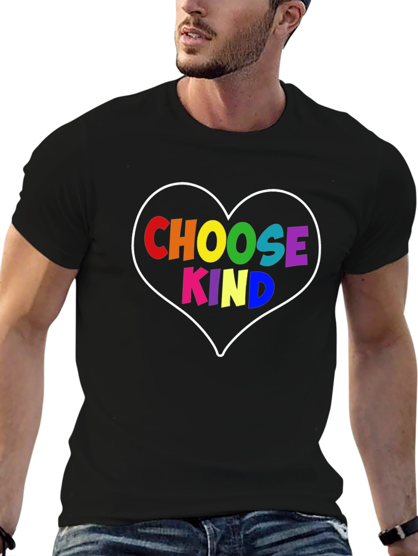 Choose Kind Rainbow Heart Graphic T-Shirt