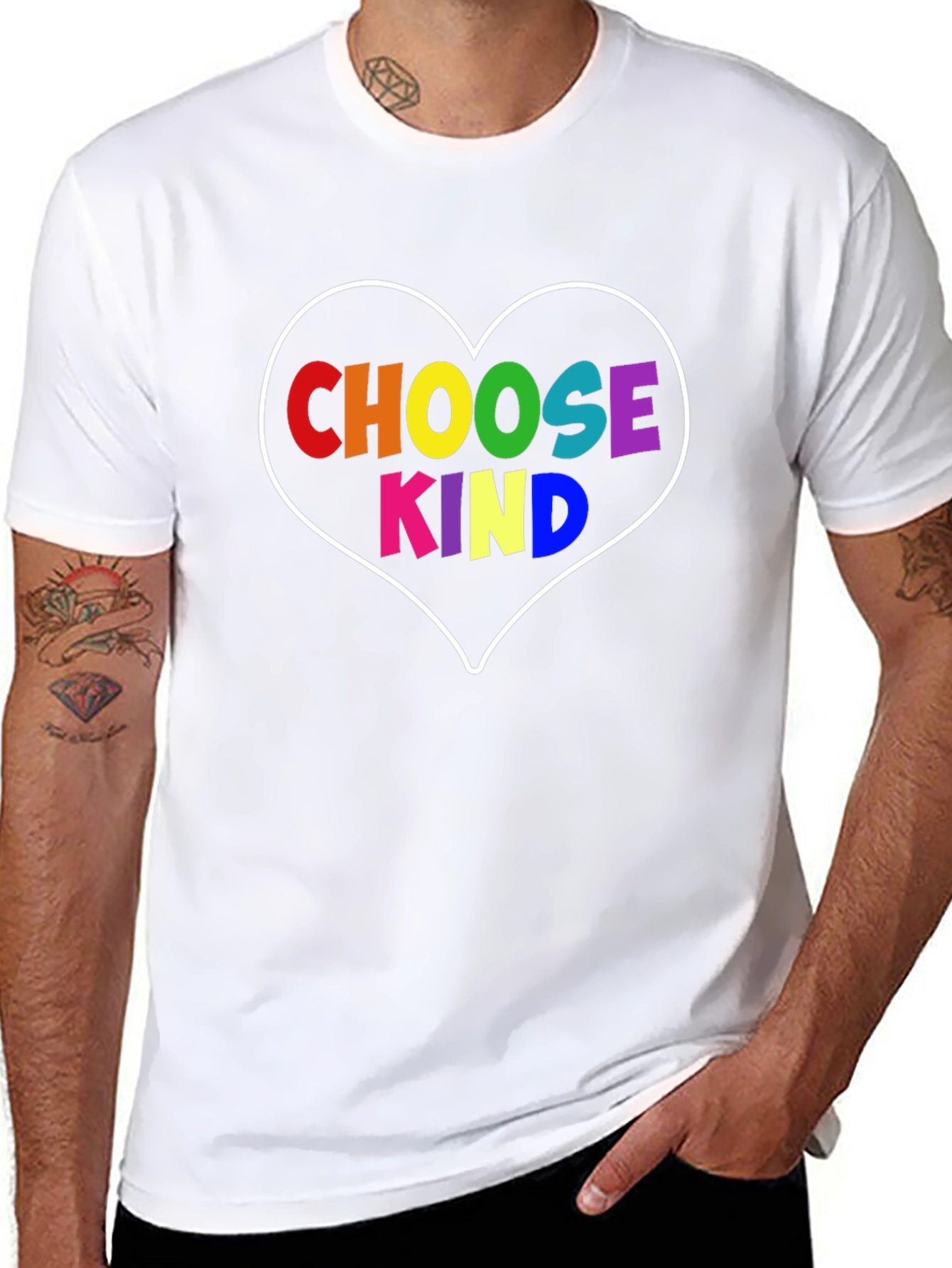 Choose Kind Rainbow Heart Graphic T-Shirt