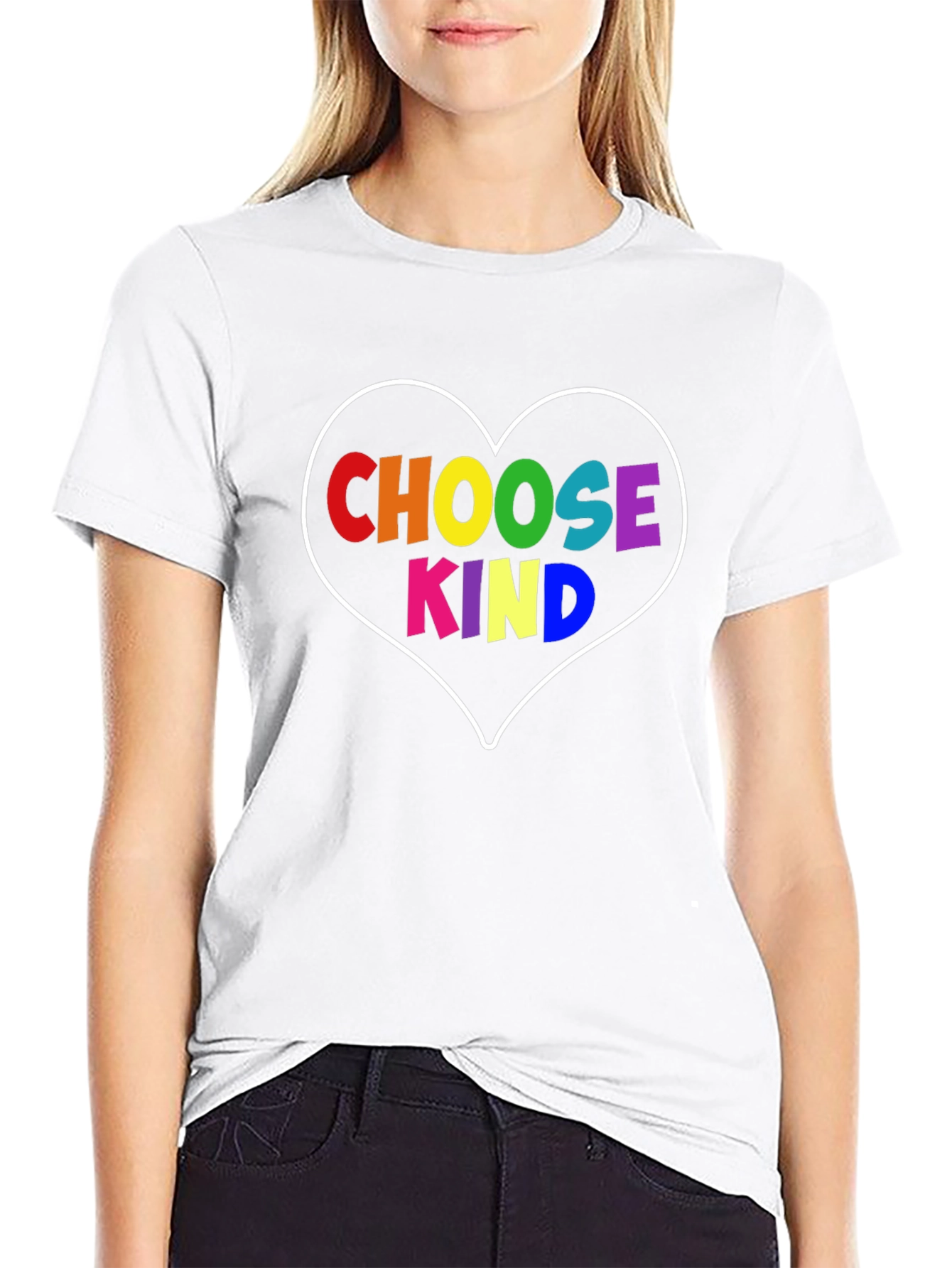 Choose Kind Rainbow Heart Graphic T-Shirt