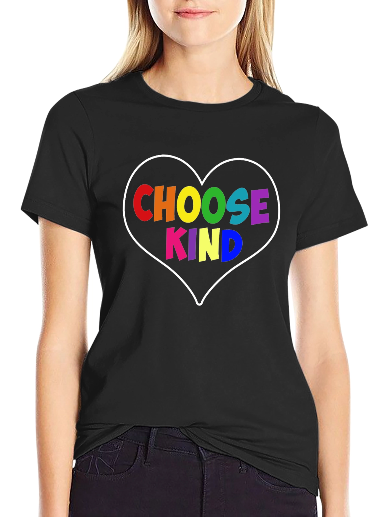 Choose Kind Rainbow Heart Graphic T-Shirt