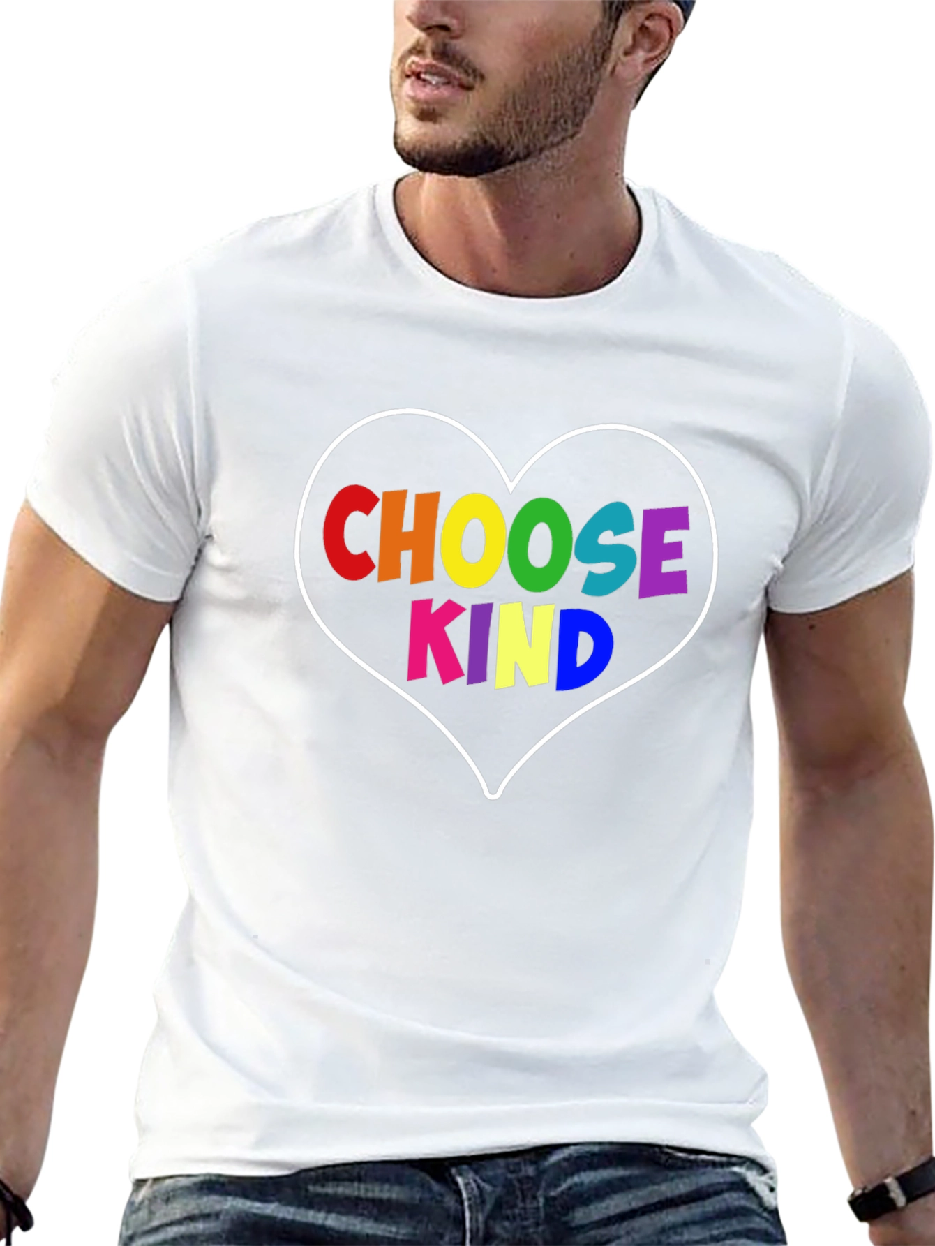 Choose Kind Rainbow Heart Graphic T-Shirt