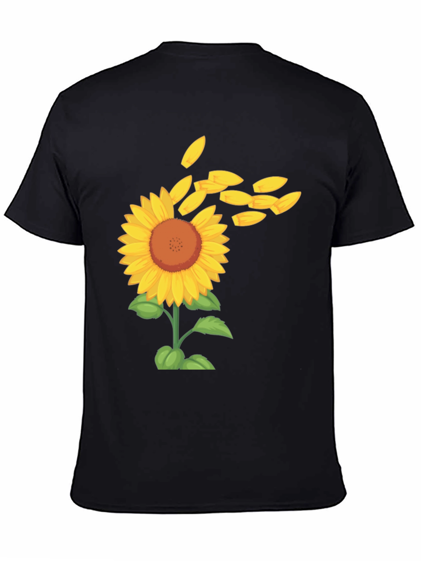 Sunflower Petals Mens Black Tee
