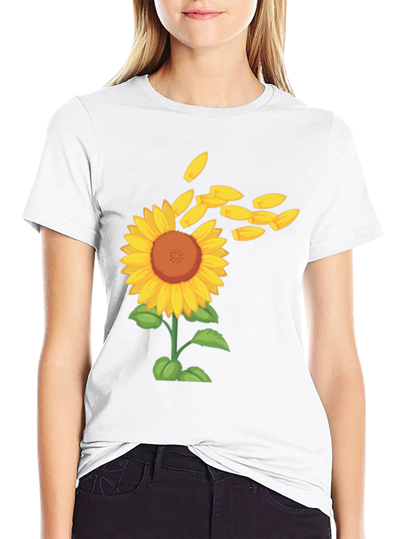 Sunflower Petals Mens Black Tee