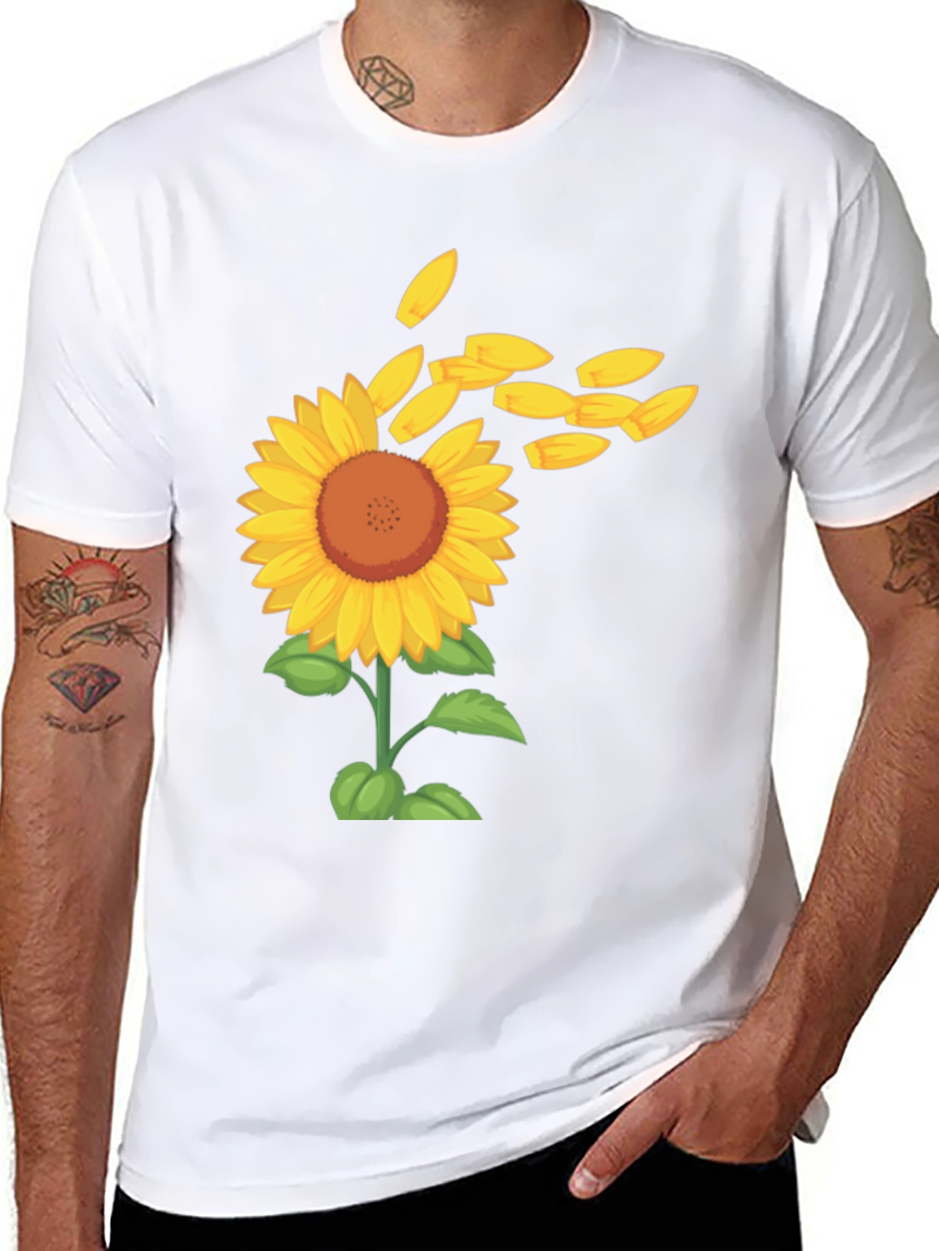 Sunflower Petals Mens Black Tee